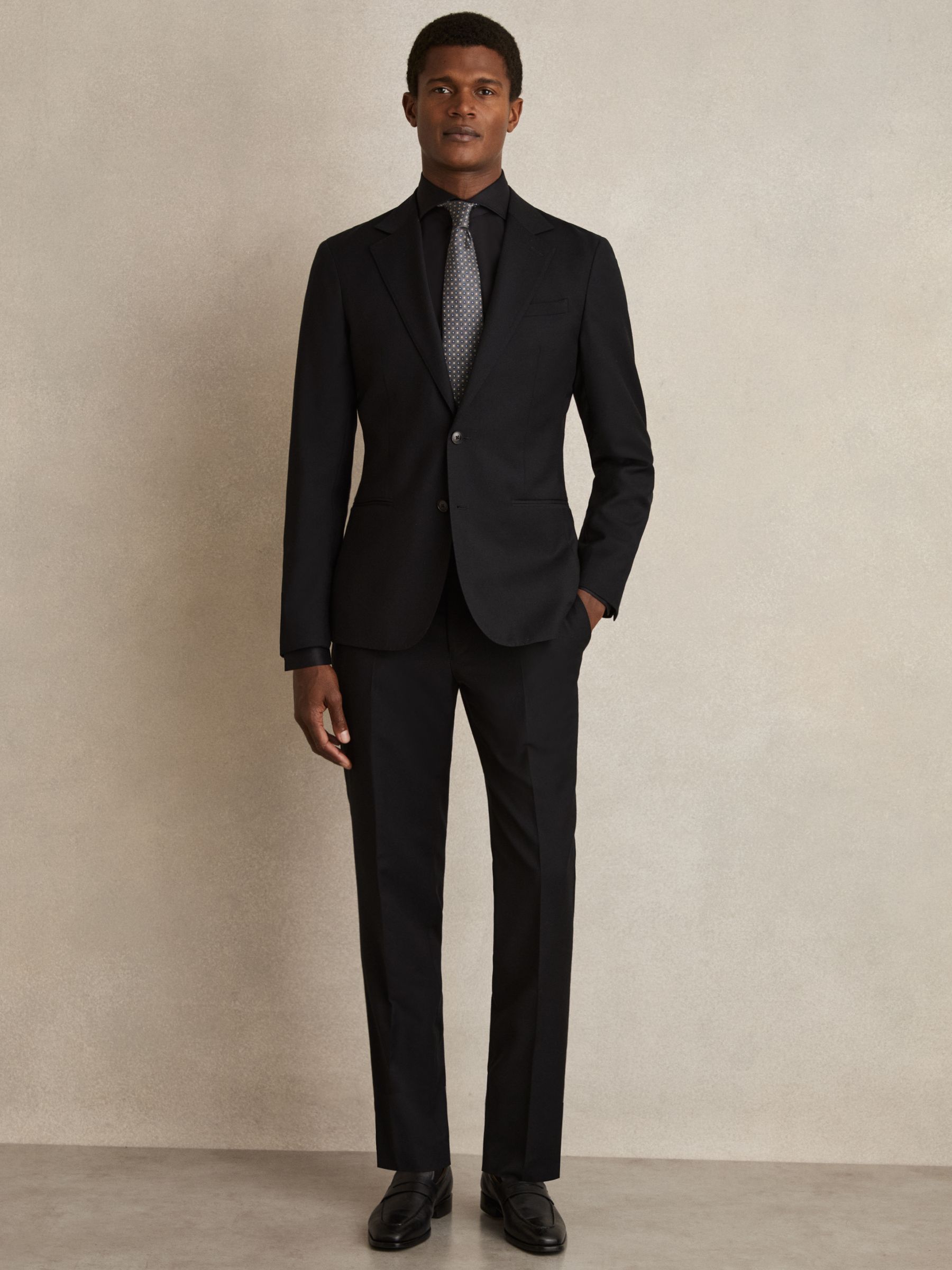 Regular Fit Cotton-Twill Two-Fold Shirt Slim-Fit in Black