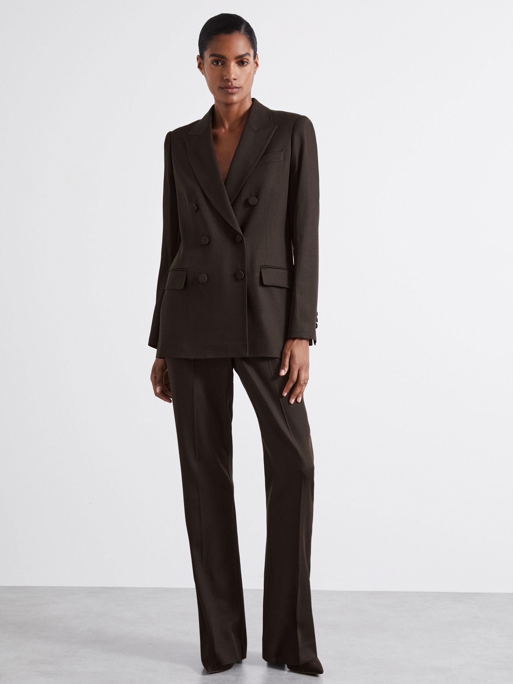 Atelier Double-Breasted Virgin-Wool Blend Suit Jacket in Chocolate