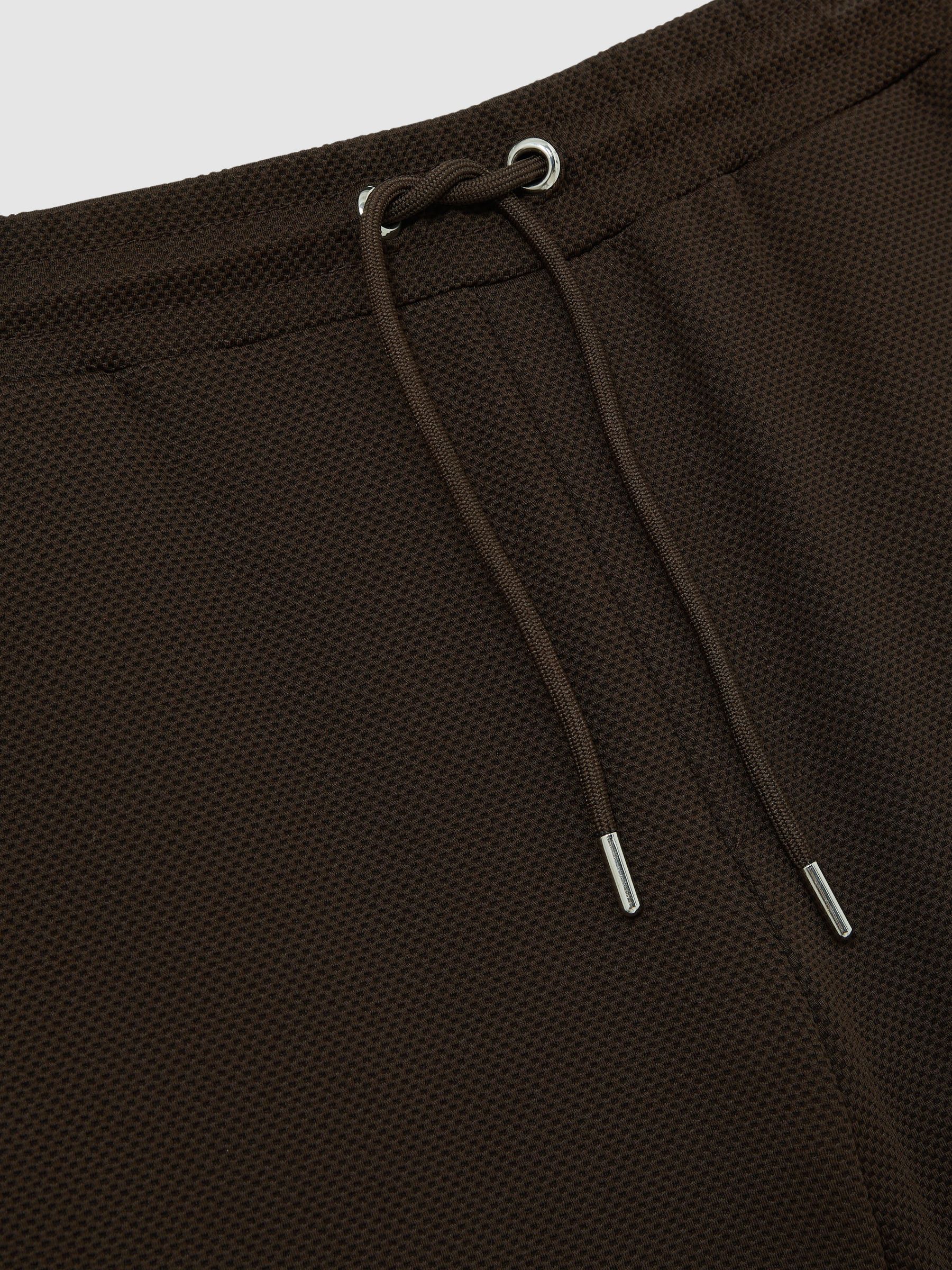 Textured Drawstring Shorts in Chocolate Brown