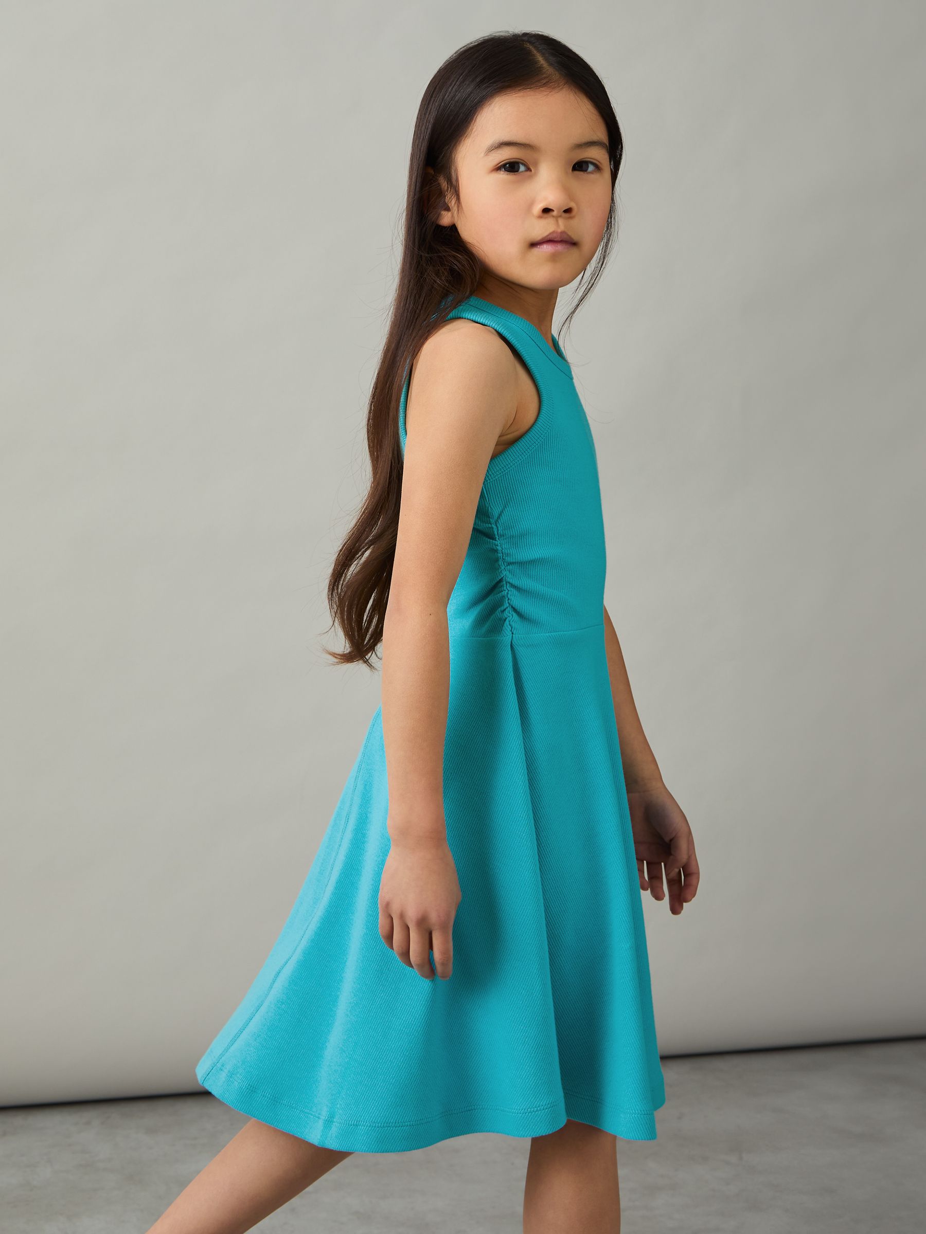 4-9 yrs Jersey Ruched Skater Dress in Teal