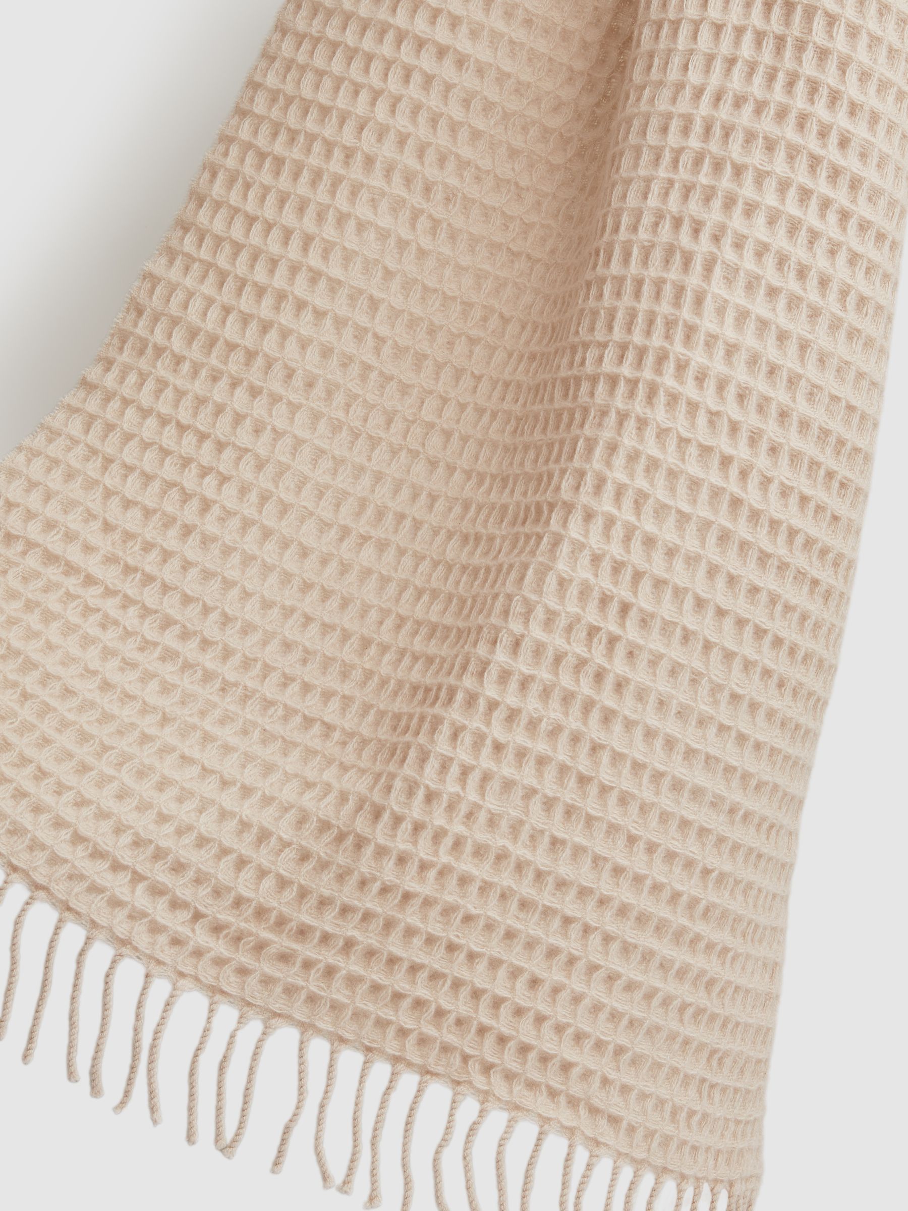 Wool Waffle Scarf in Neutral