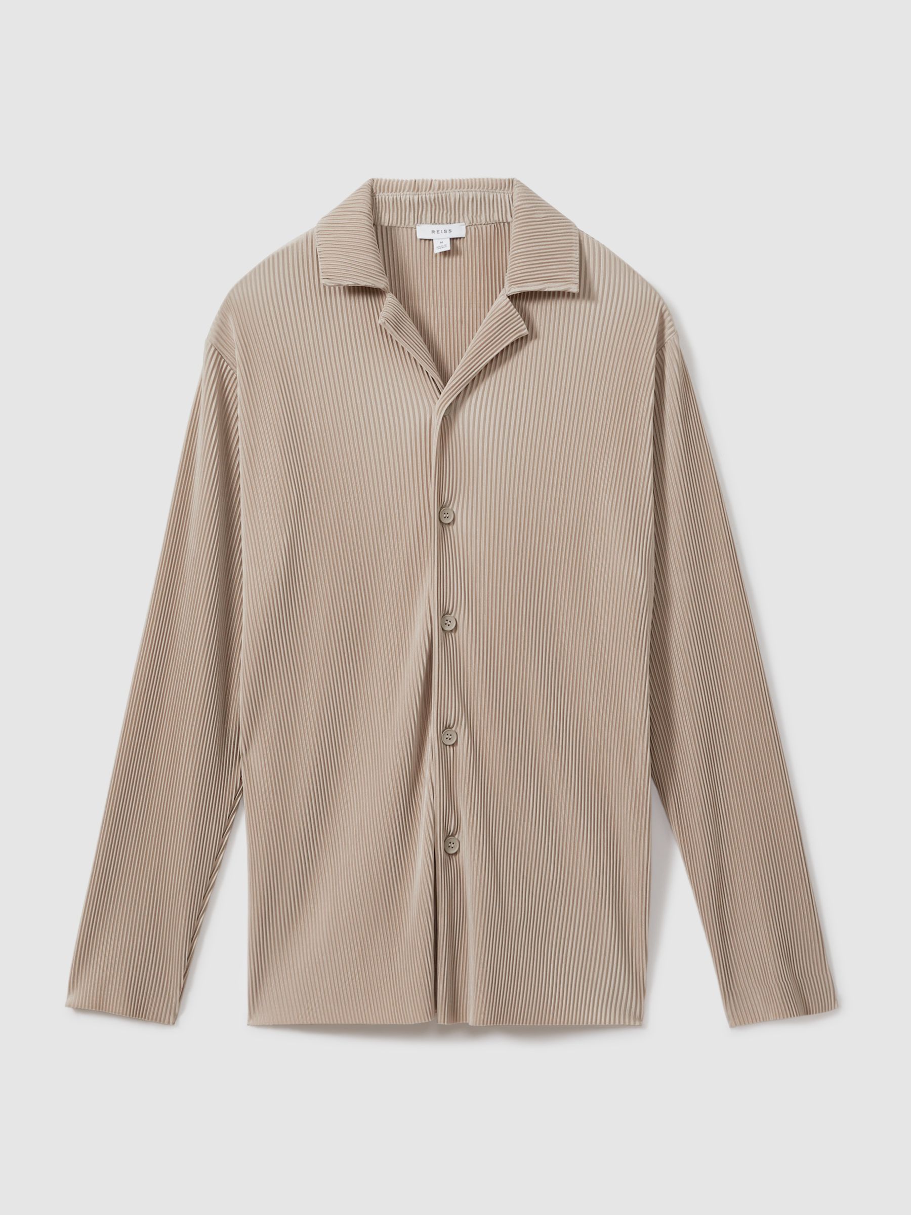 Plisse Cuban Collar Shirt in Champagne