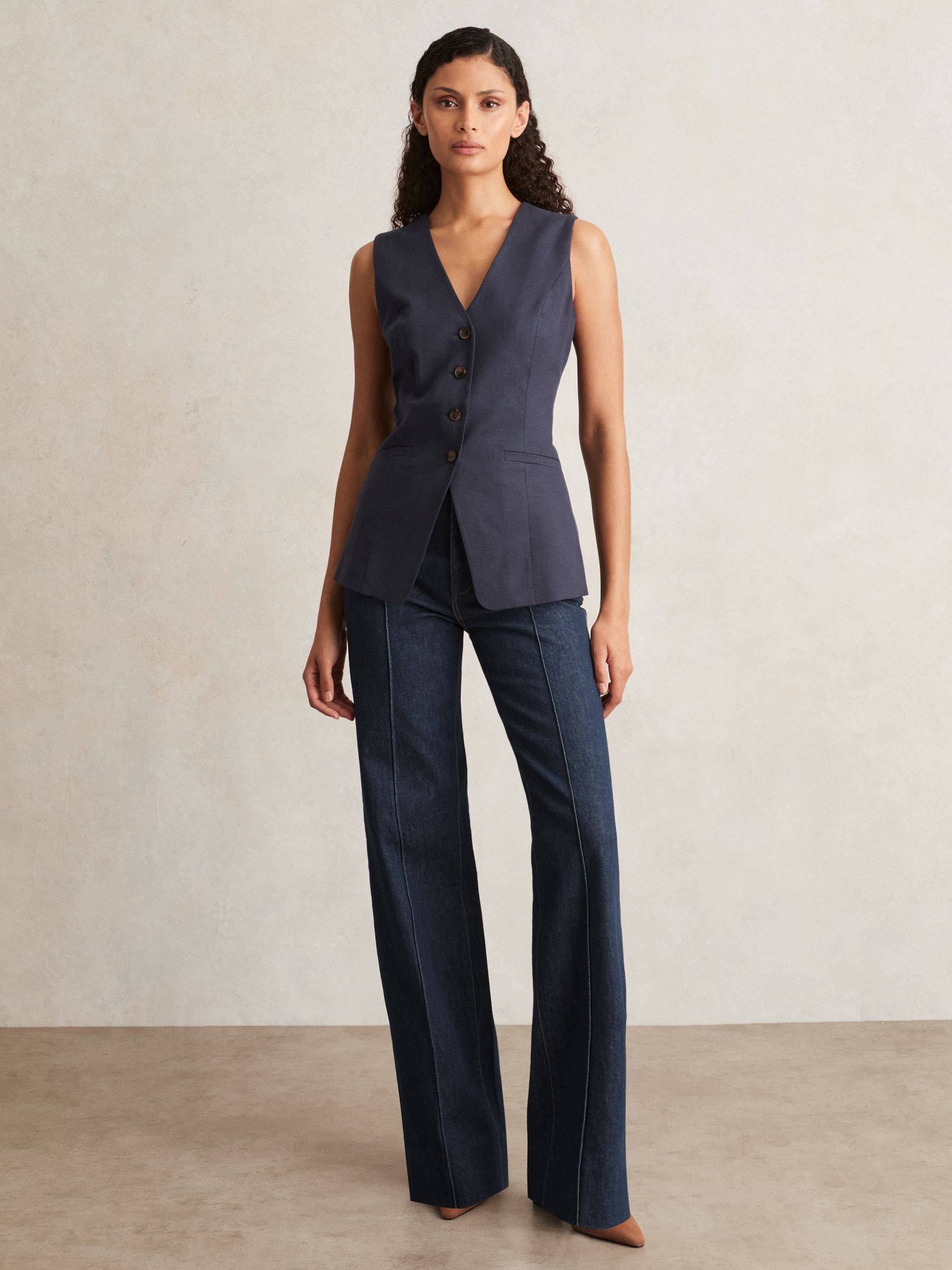 Paige Wide Leg Pintuck Jeans in Anais Blue