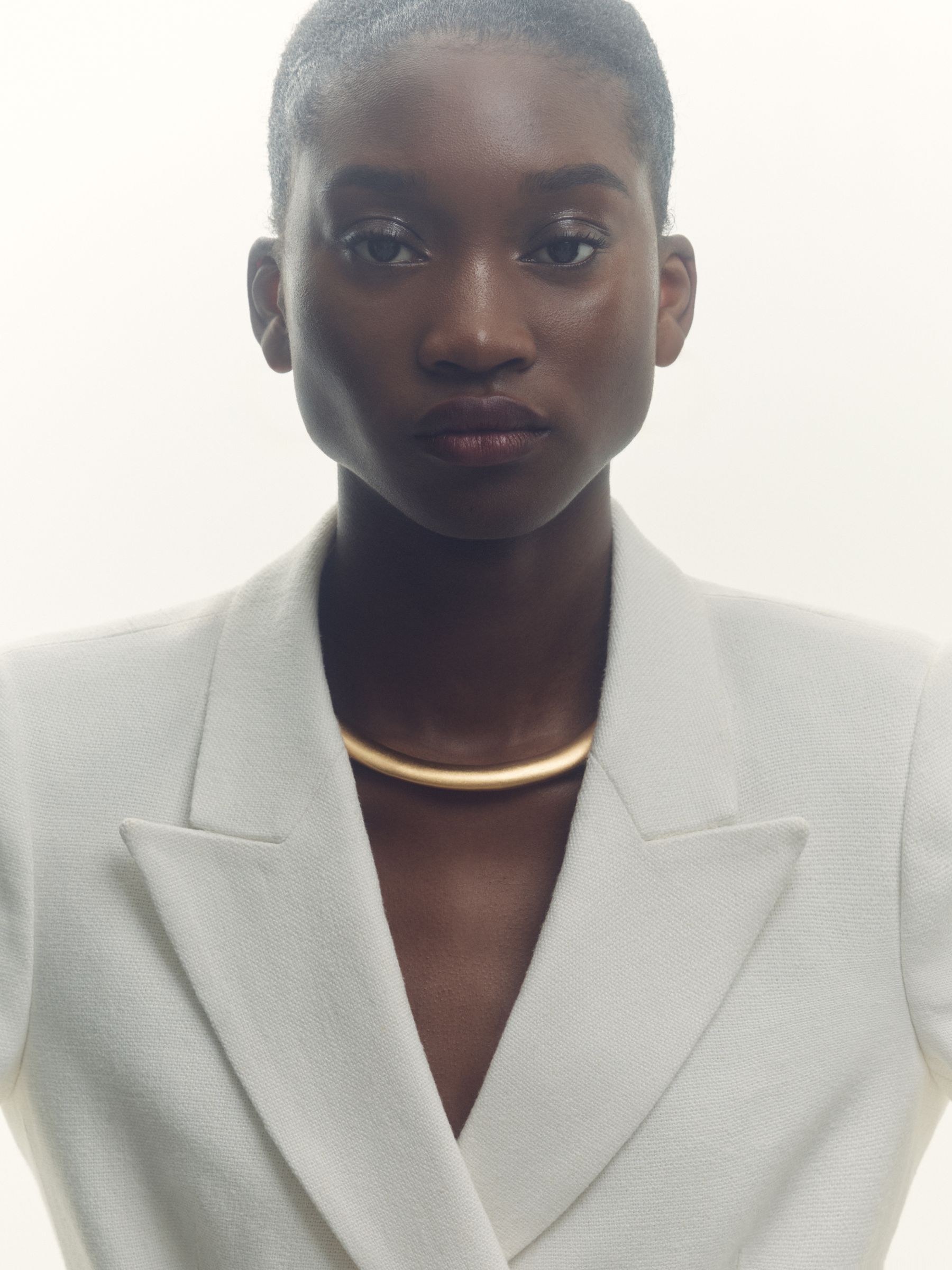 Polished Curve Choker in Gold Tone