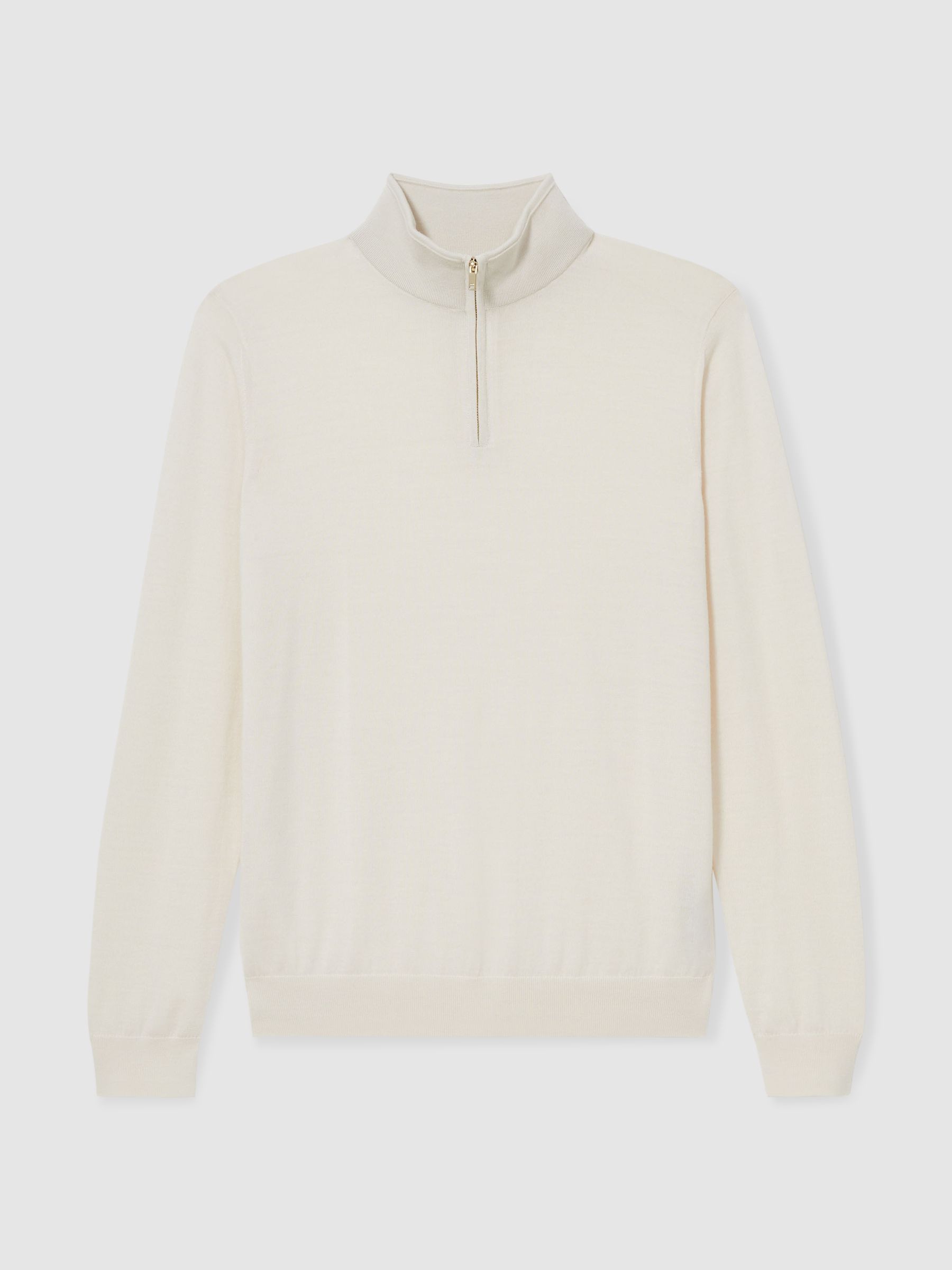 Merino Wool Half-Zip Jumper in Snow White