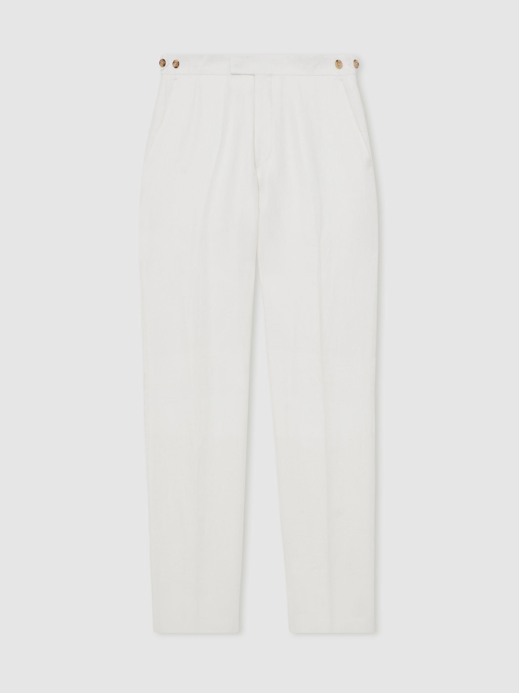 Slim Fit Lyocell Linen Suit Trousers in White