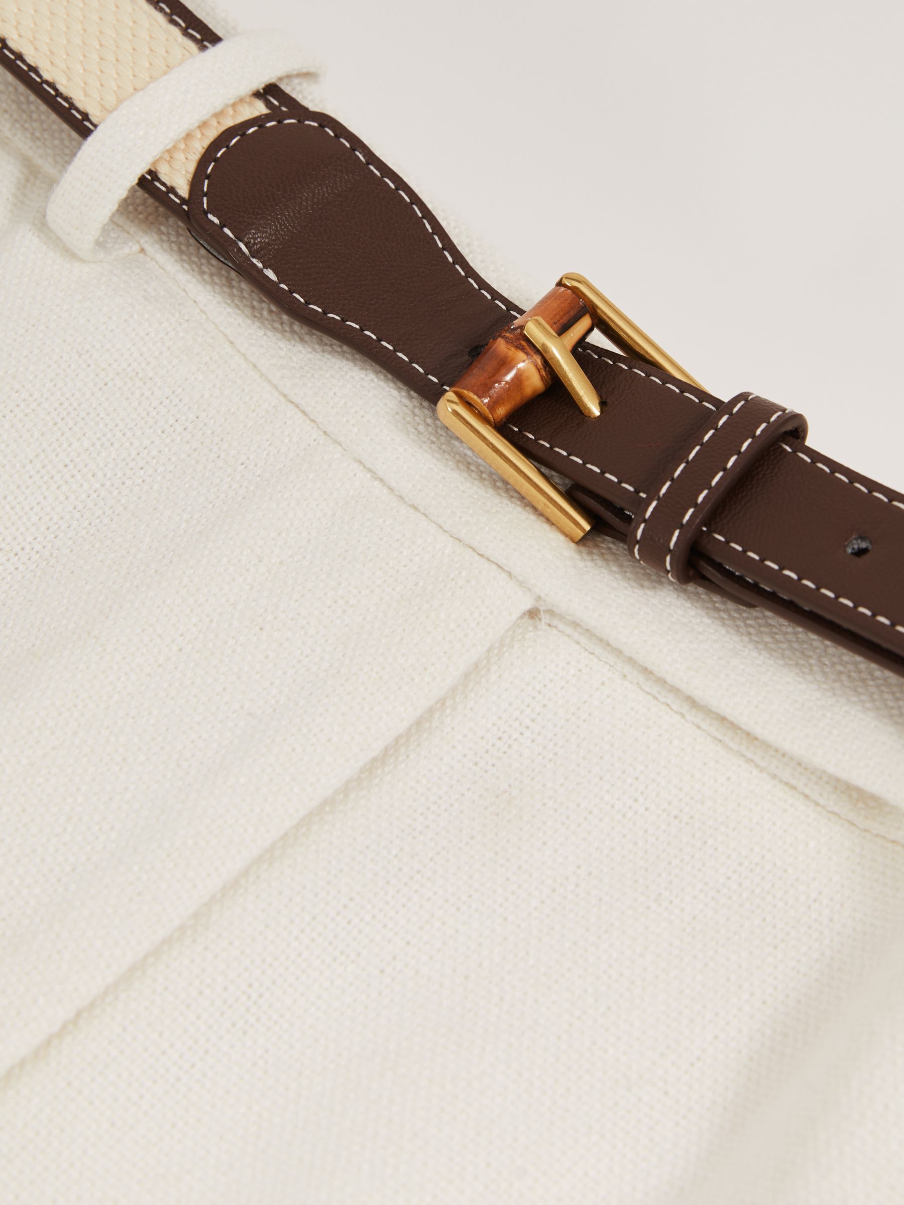 Linen-Blend Bermuda Shorts in White