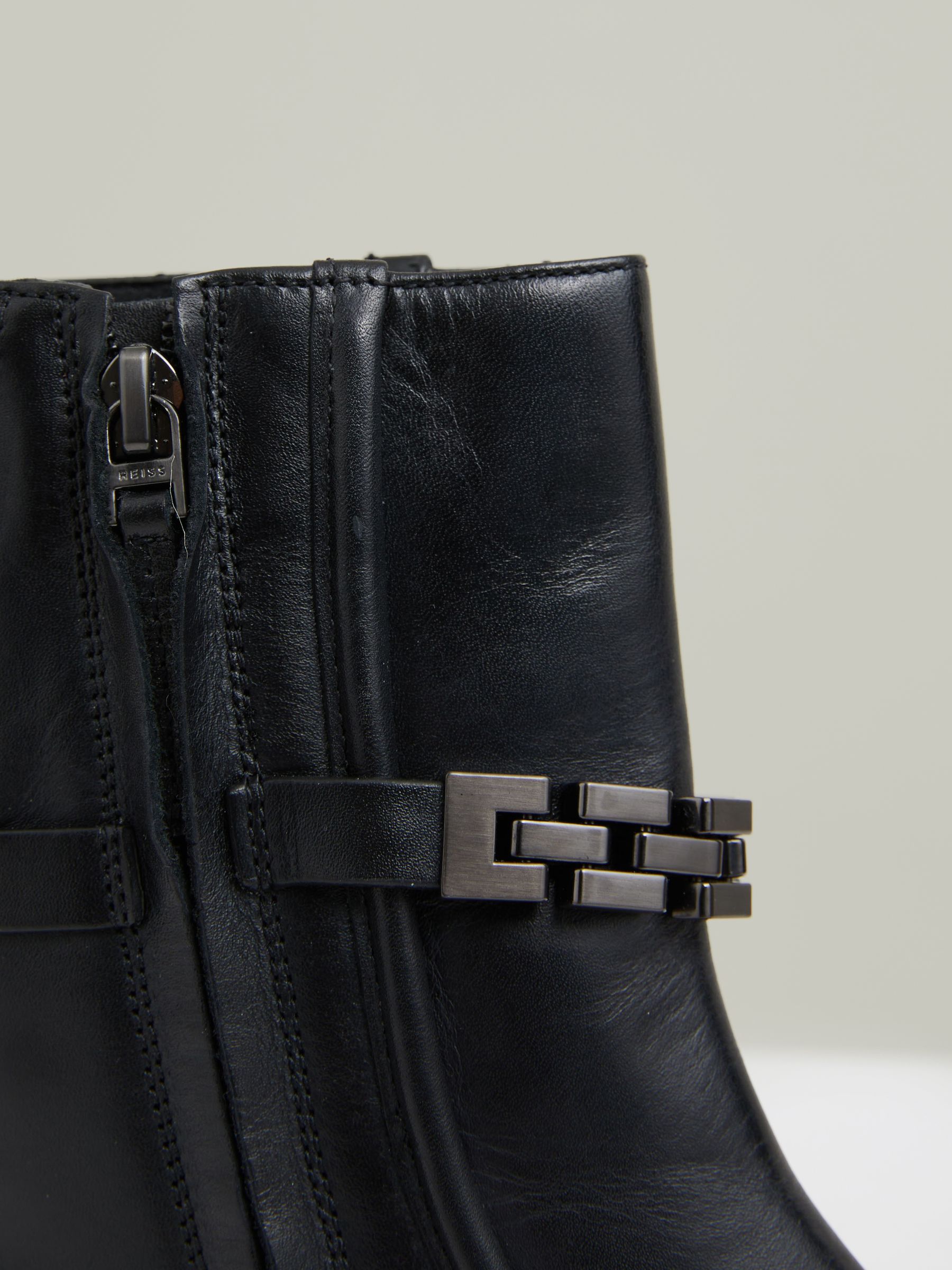 Chain Embellished Ankle Boots in Black