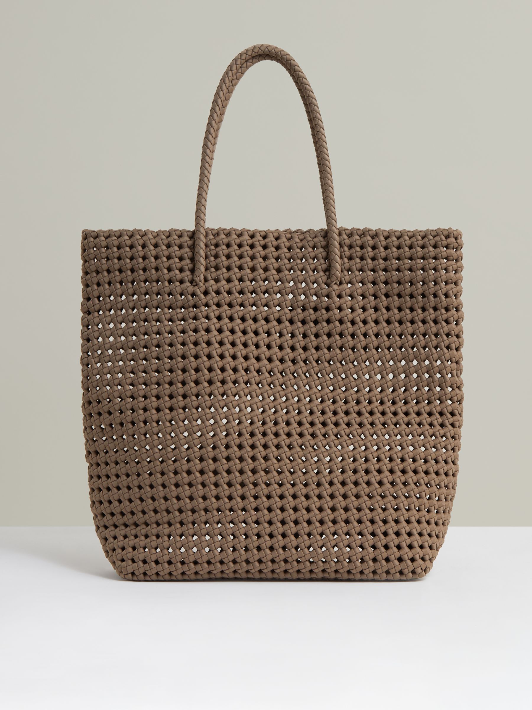 Woven Neoprene Tote Bag in Taupe