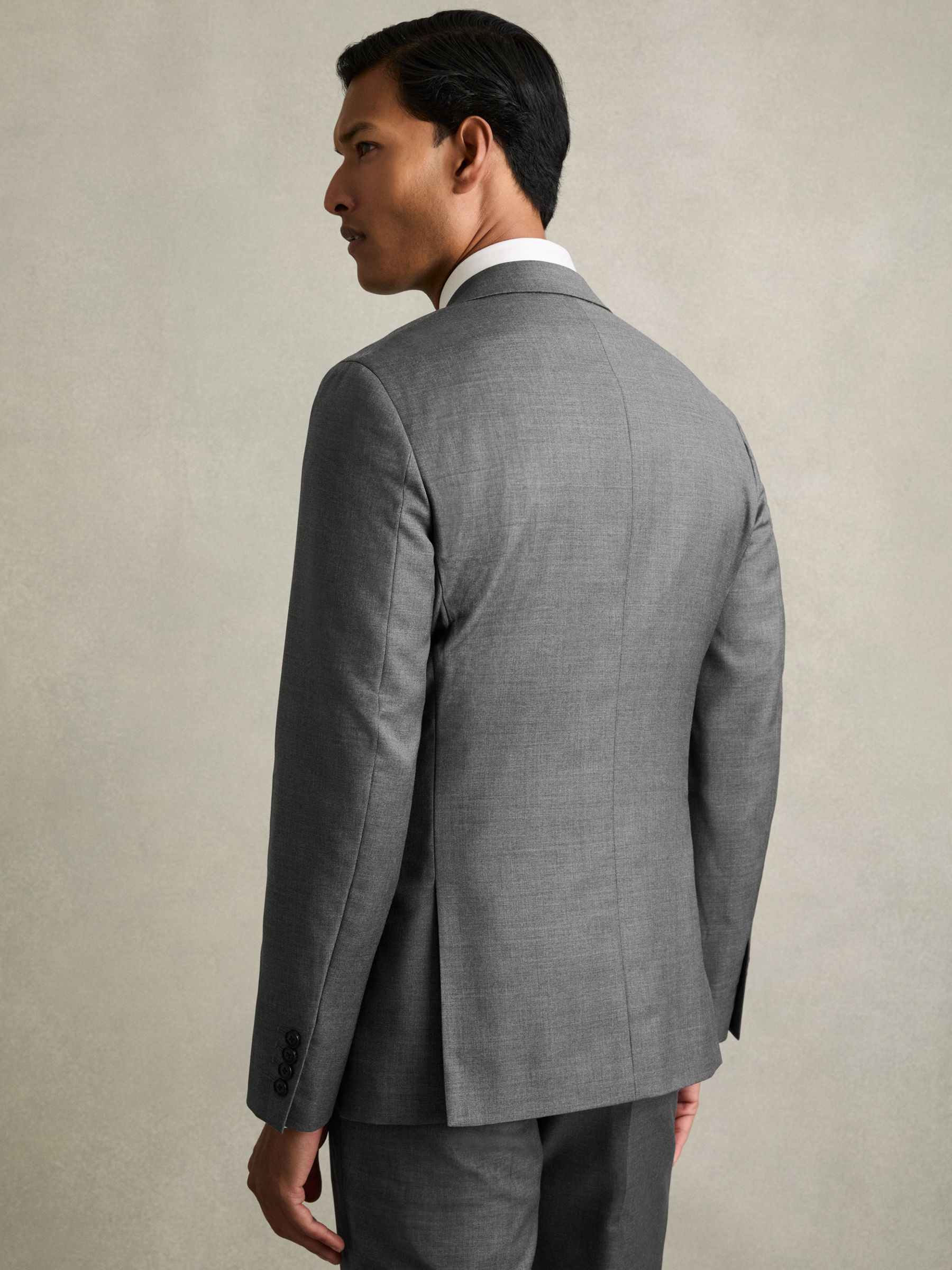 Slim-Fit Single Breasted Wool Suit Jacket in Grey