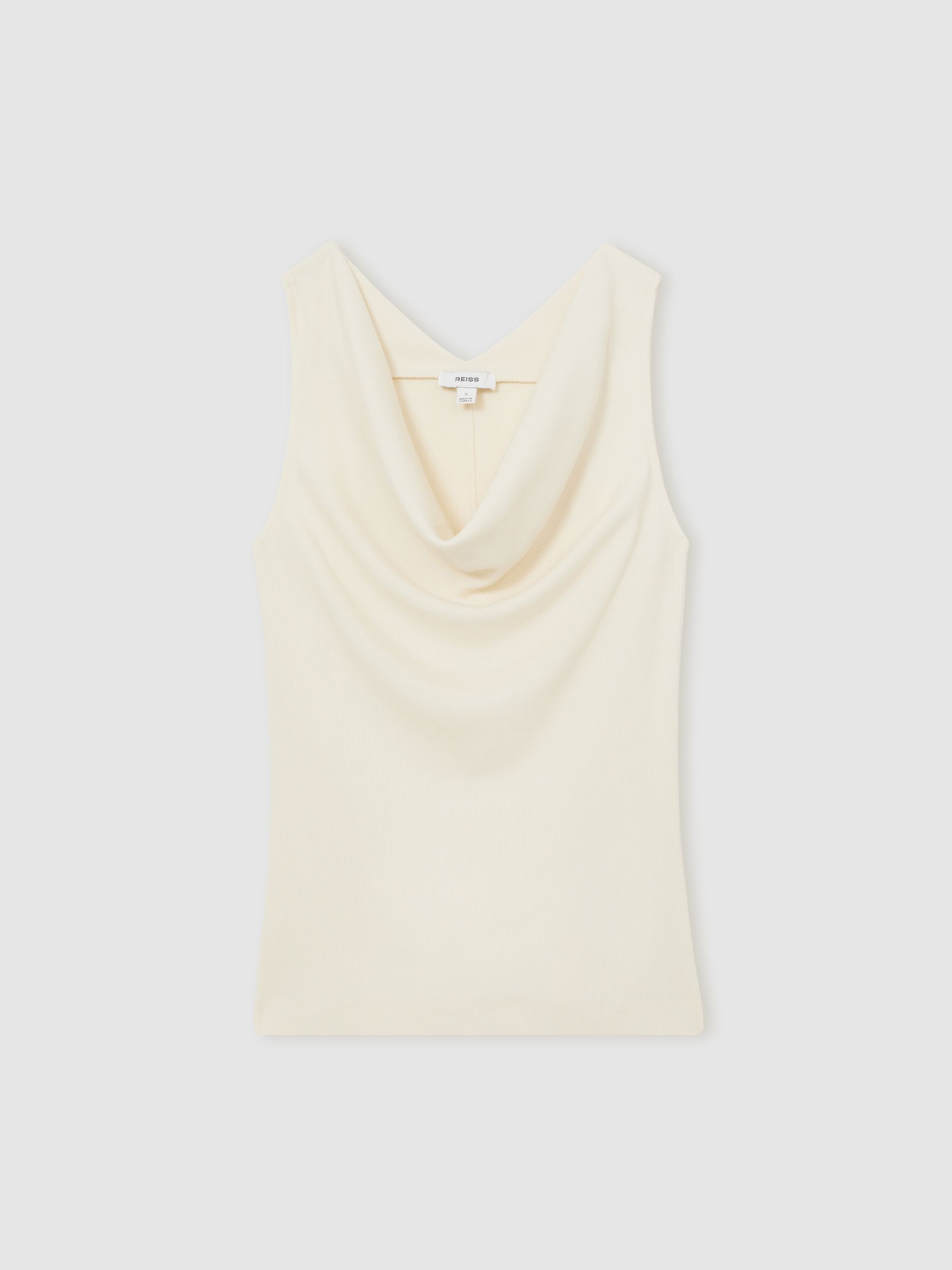 Ribbed Cowl-Neck Vest in Ivory