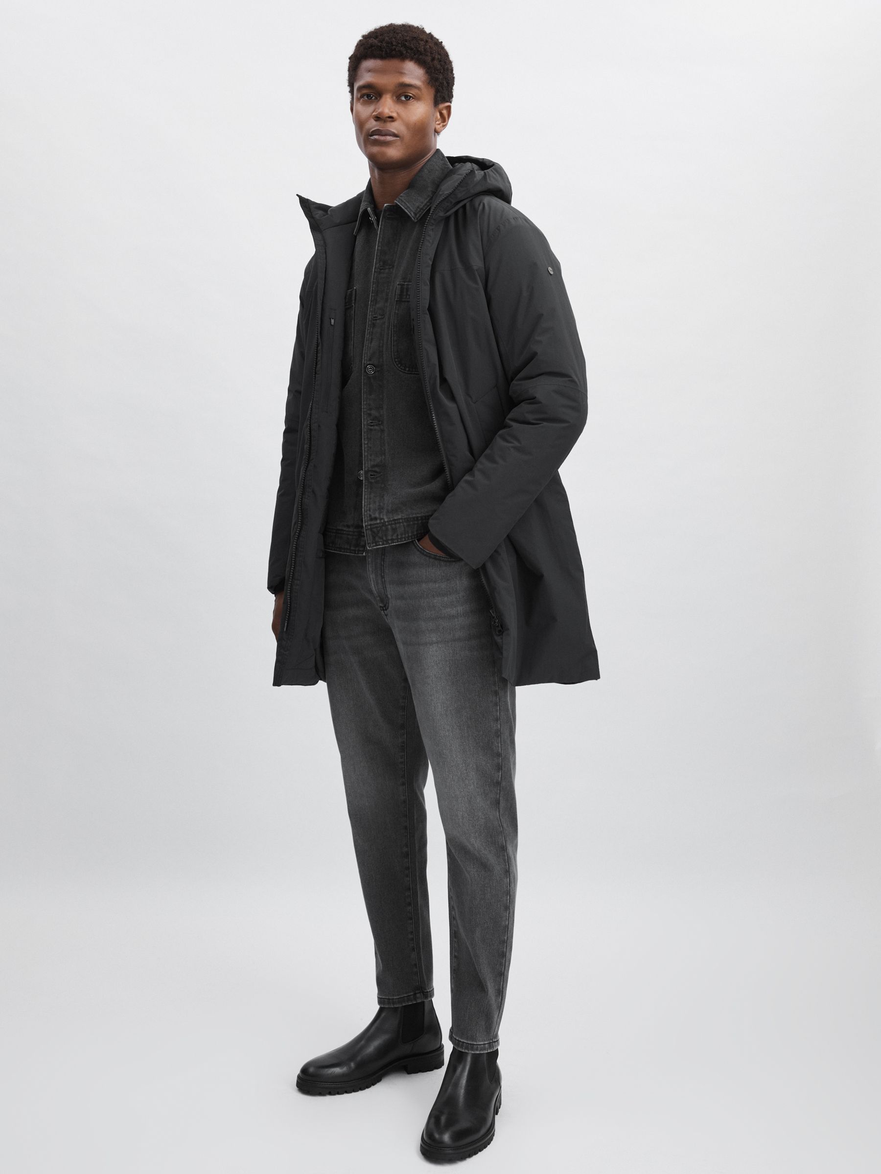Scandinavian Edition Hooded Padded Parka in Black
