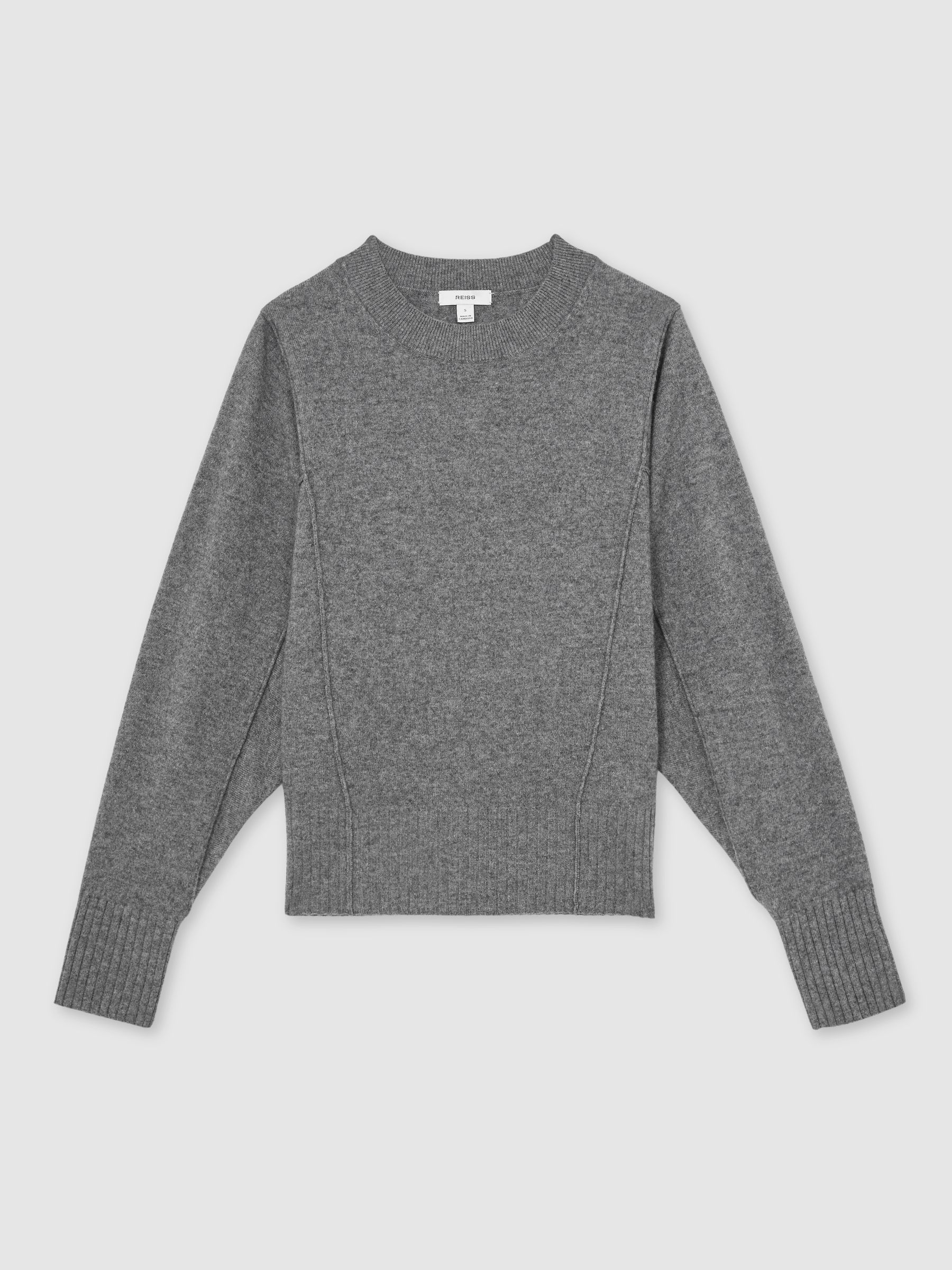 Wool-Blend Reverse-Seam Batwing Jumper With Cashmere in Charcoal