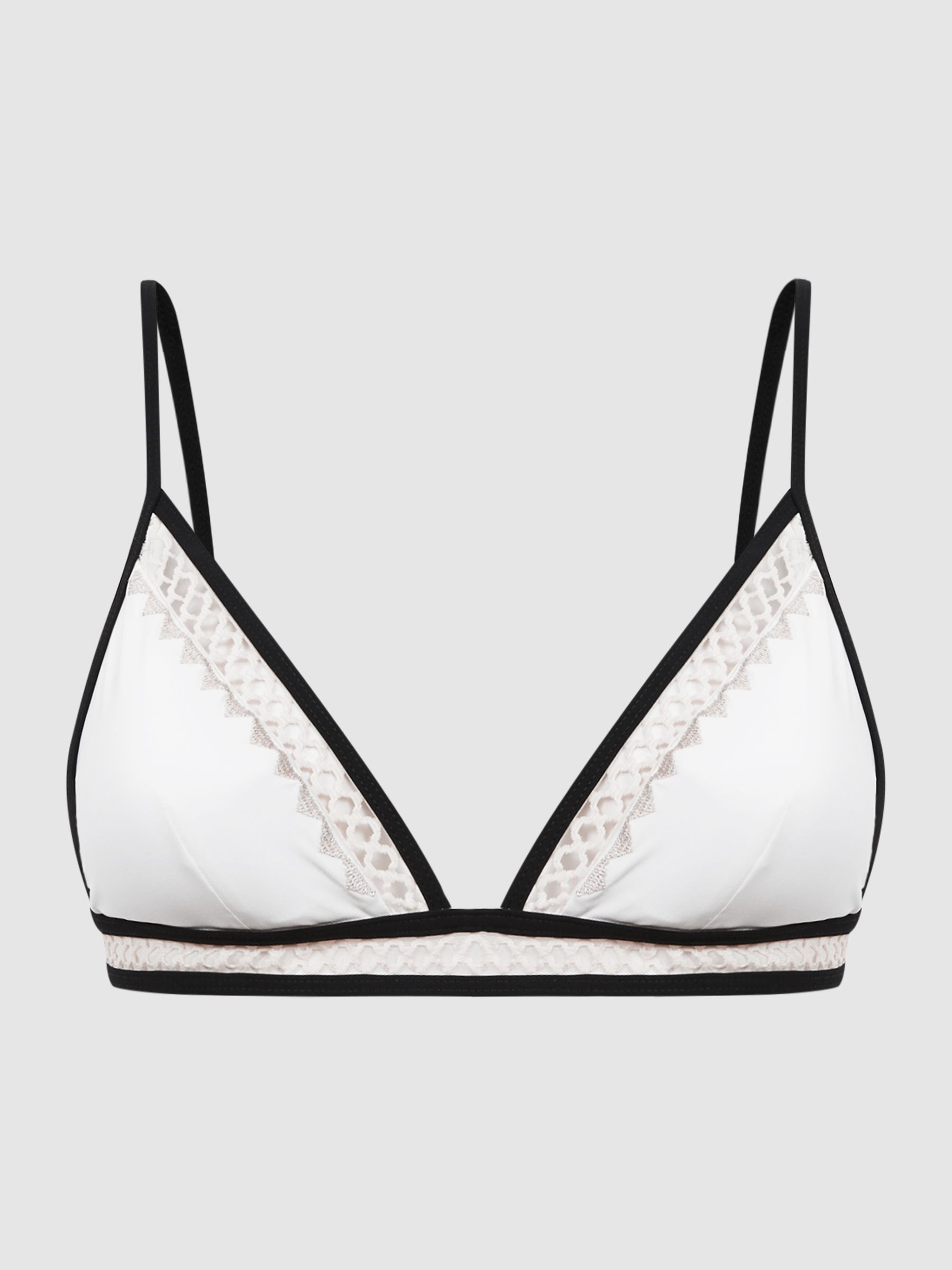 Fixed Triangle Lattice Bikini Top in White/Neutral