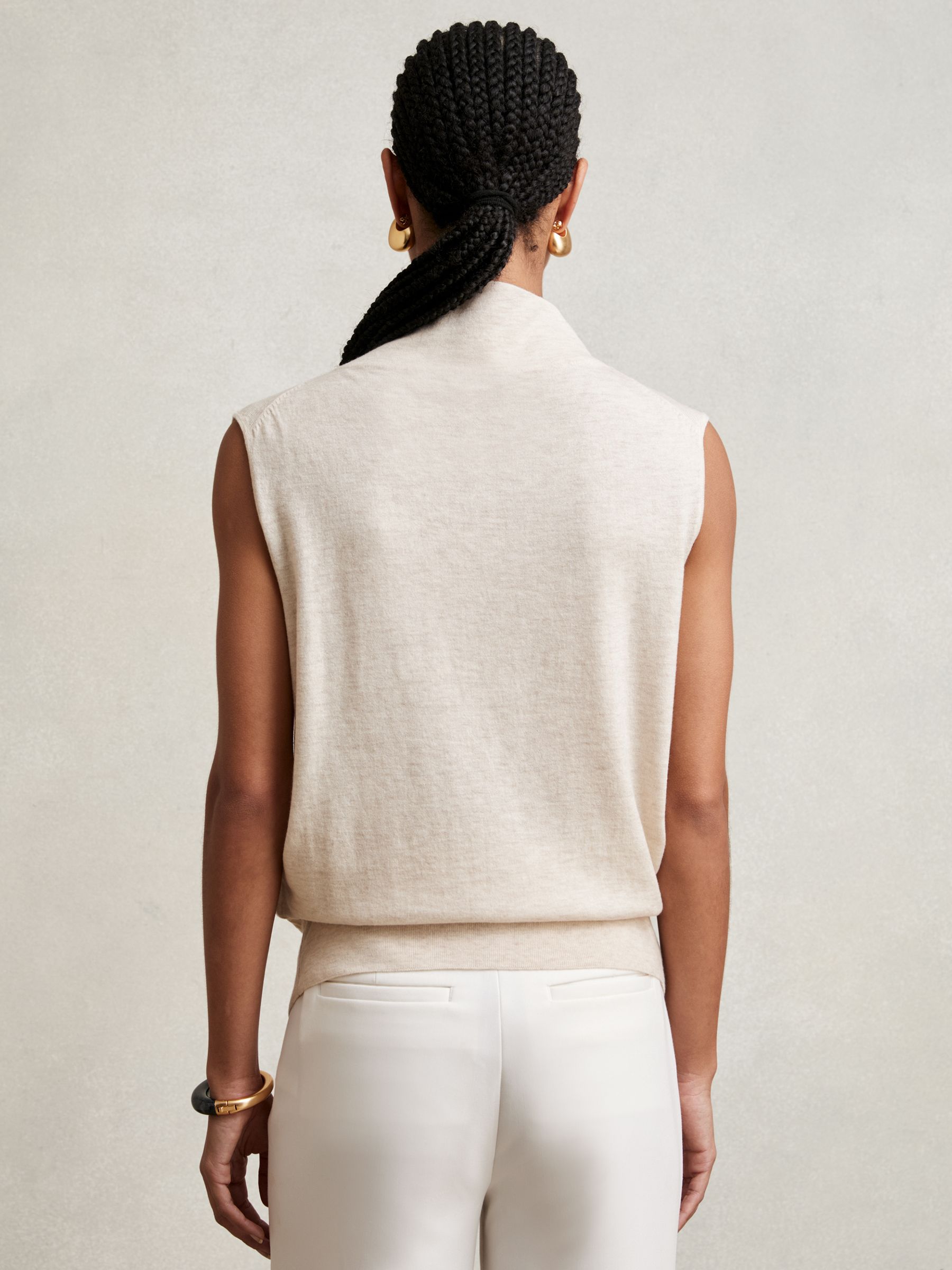 Wool Slouched Sleeveless Top in Stone Neutral