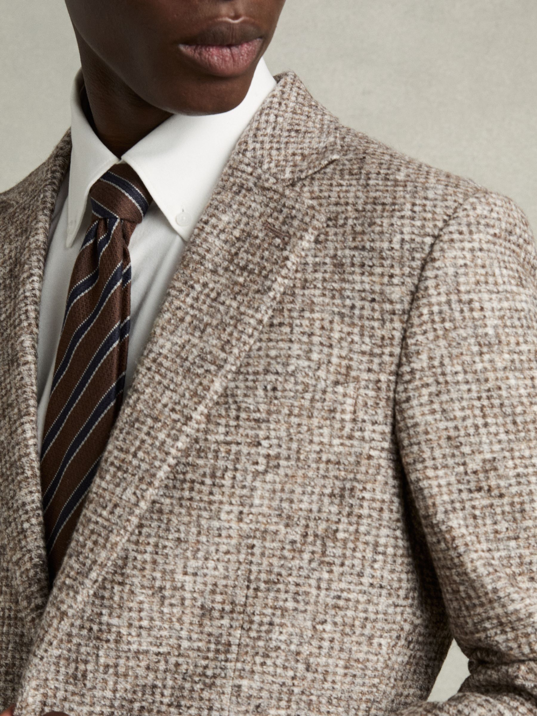 Tweed Single-Breasted Blazer with Wool in Oatmeal