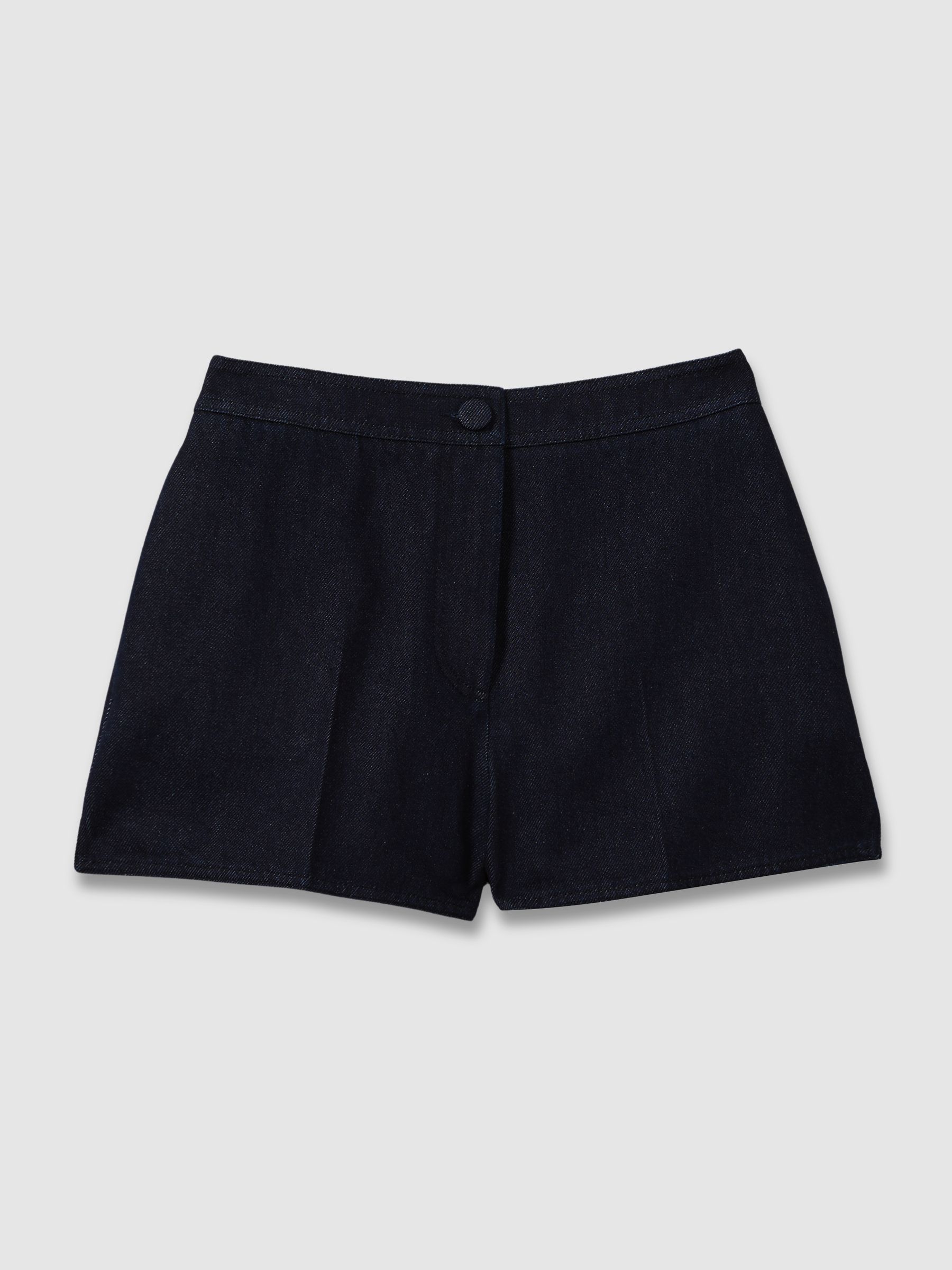 High-Rise Denim Suit Shorts in Dark Blue