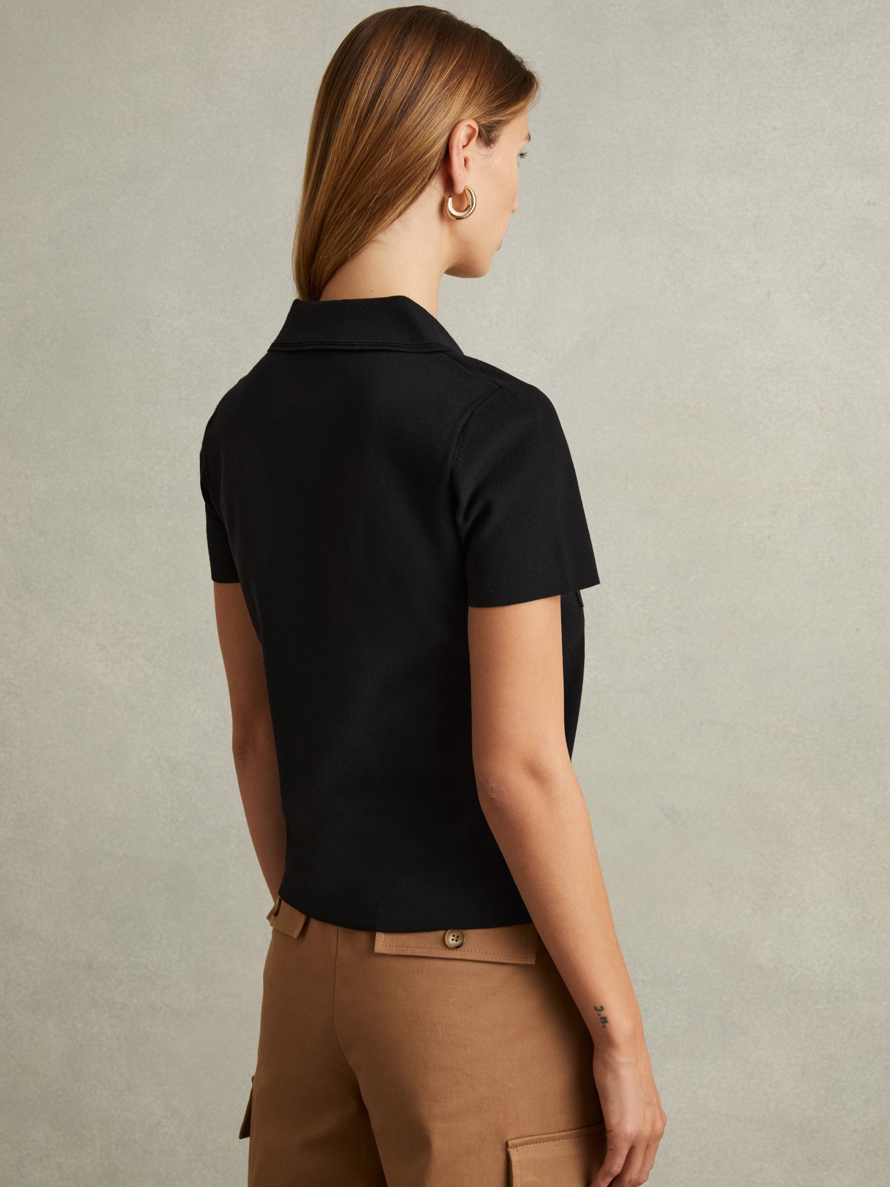 Knitted Polo Shirt in Black
