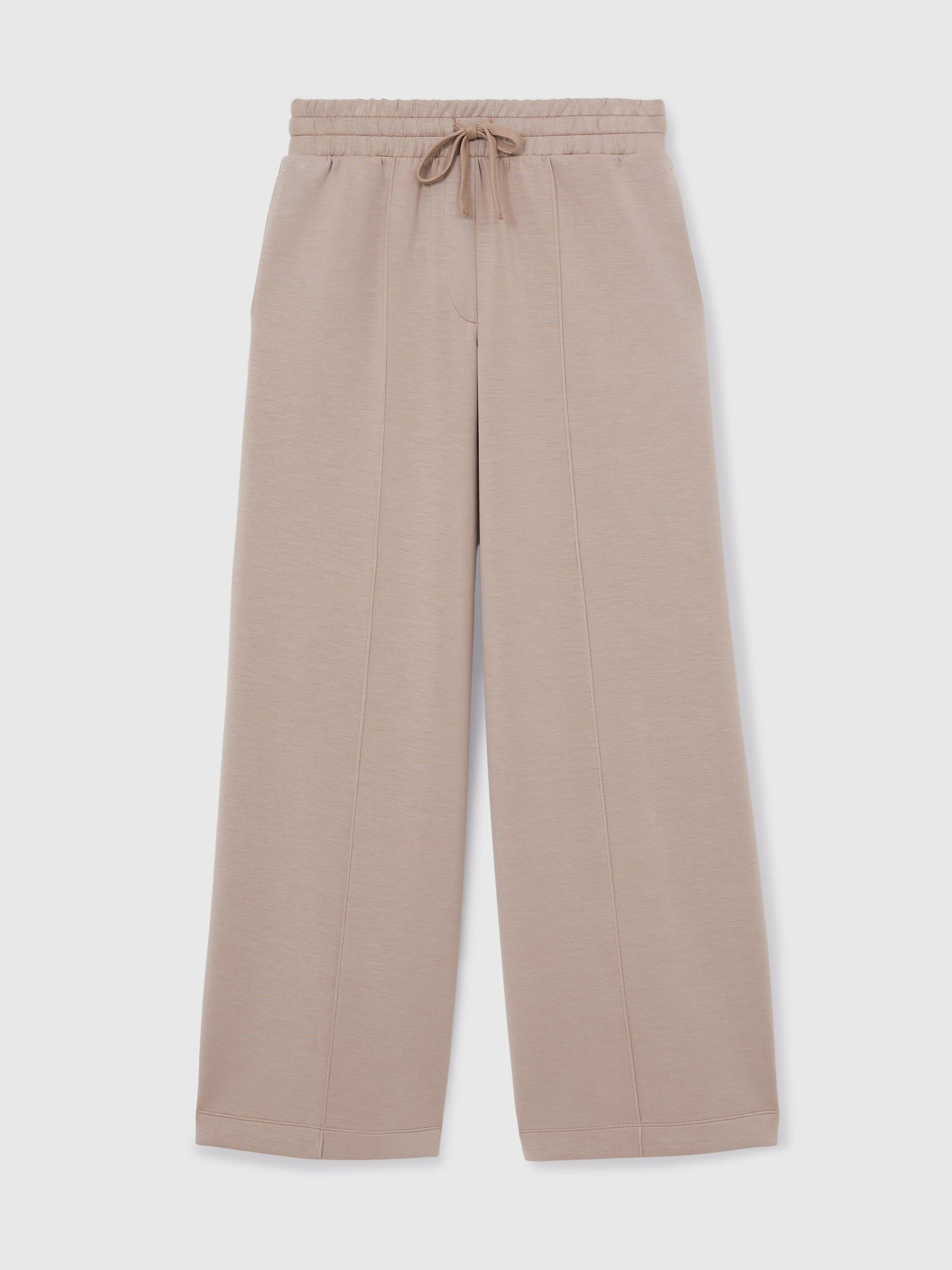 Interlock Wide-Leg Drawstring Joggers in Taupe