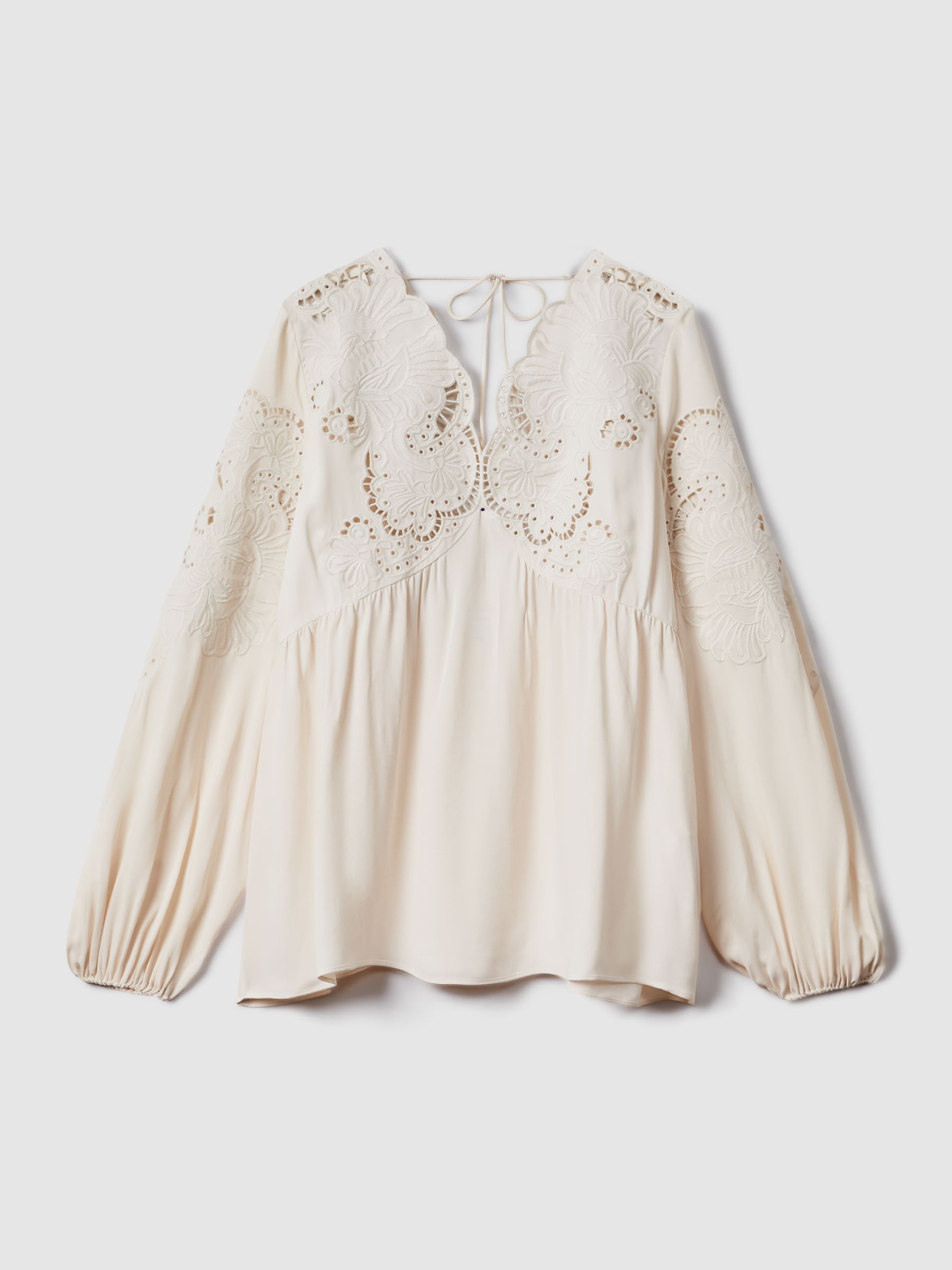 Lace Cut-Out Blouse in Cream
