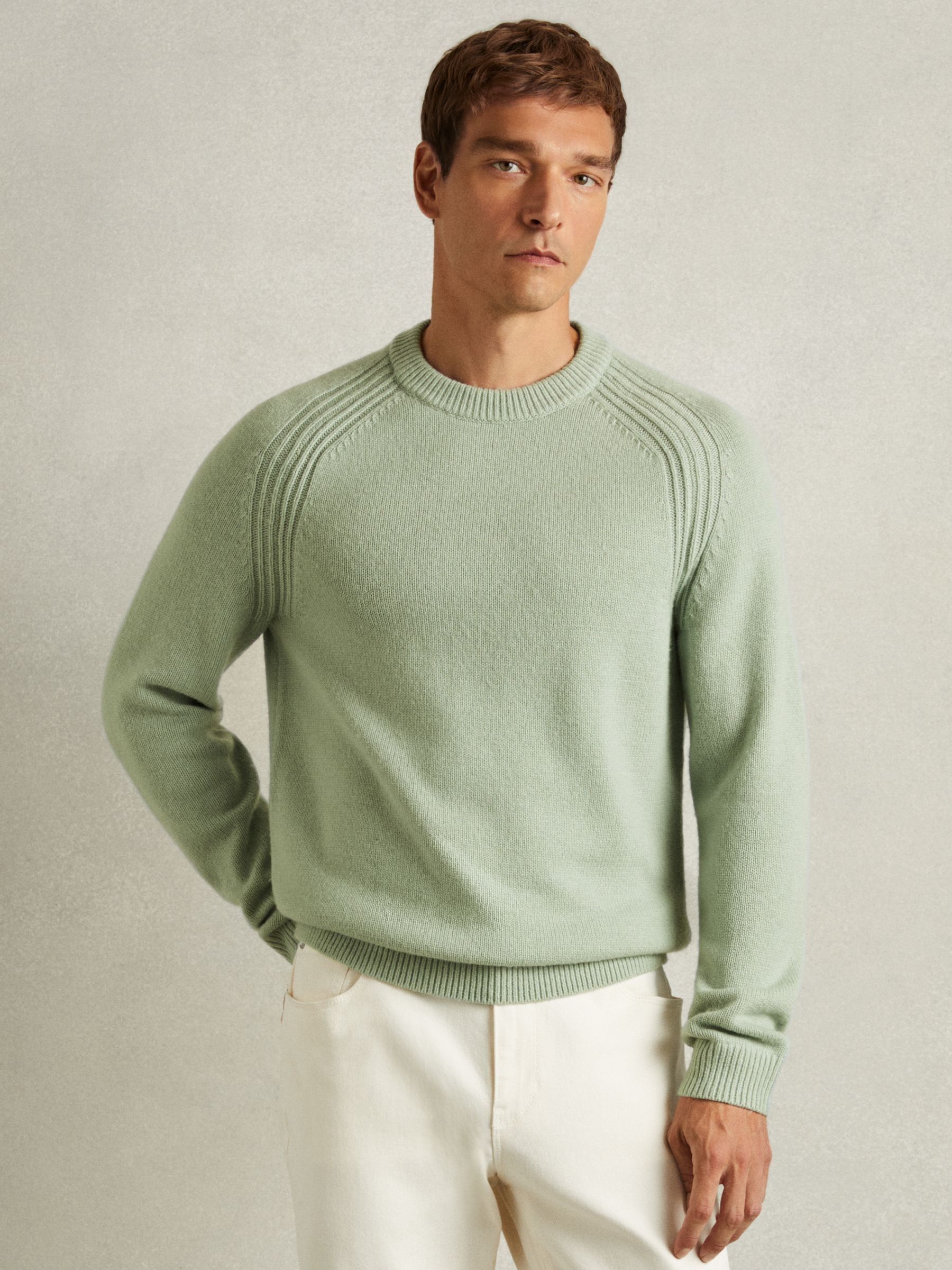 Wool-Blend Raglan-Sleeve Jumper in Sage Green