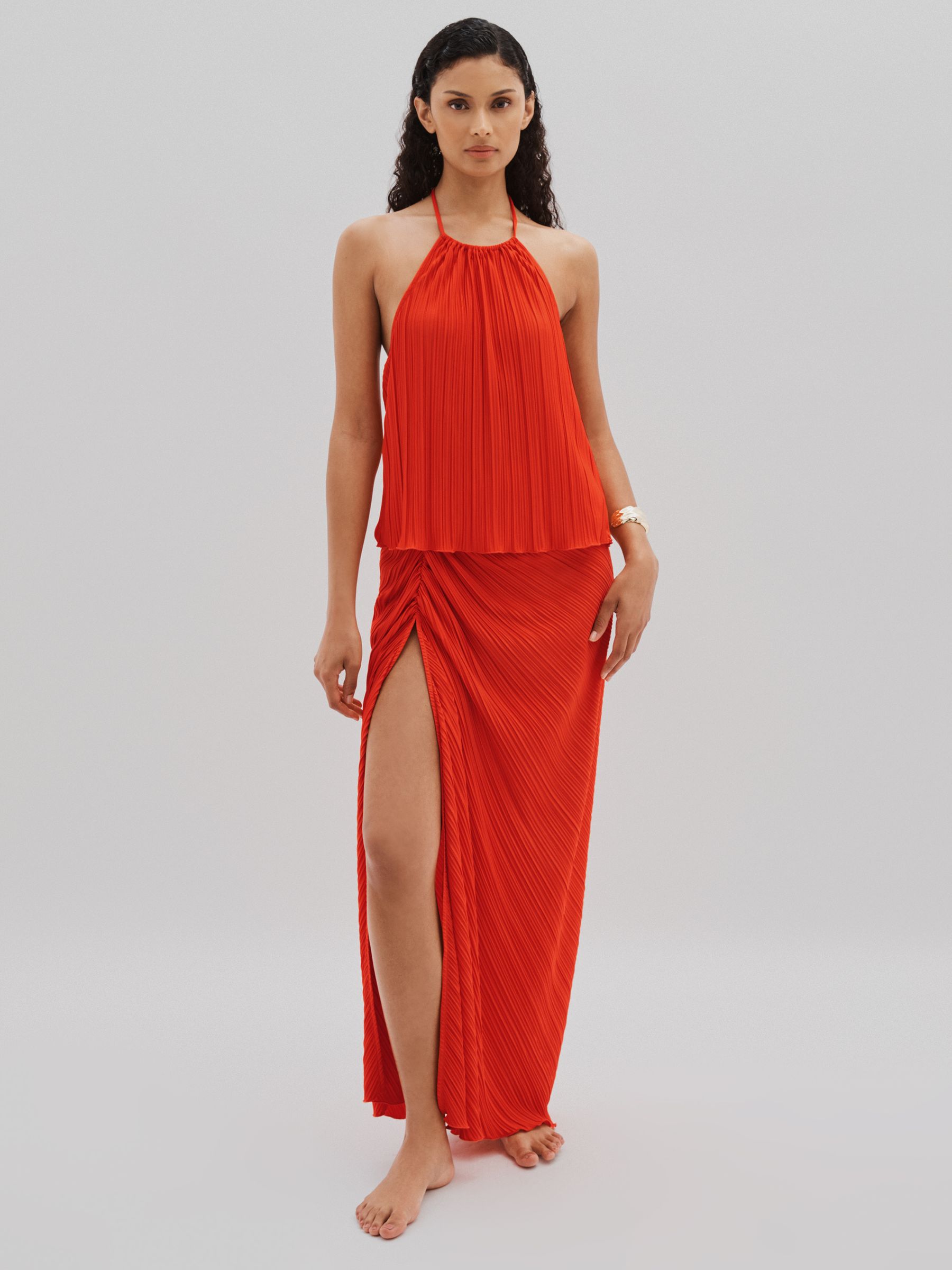 Good American Plisse Beach Cover-Up Sarong in Red