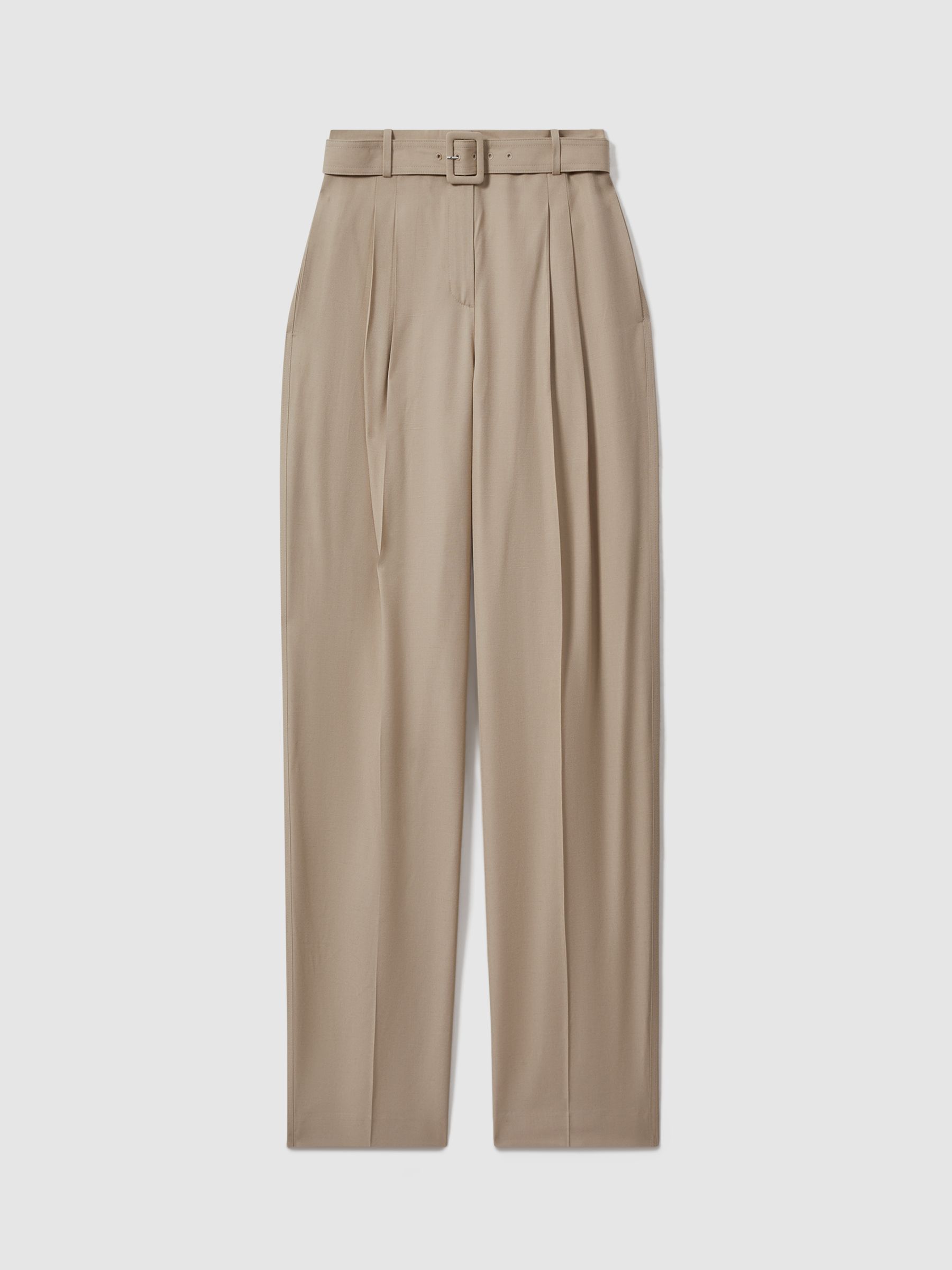 Atelier Belted Wide Leg Trousers in Neutral