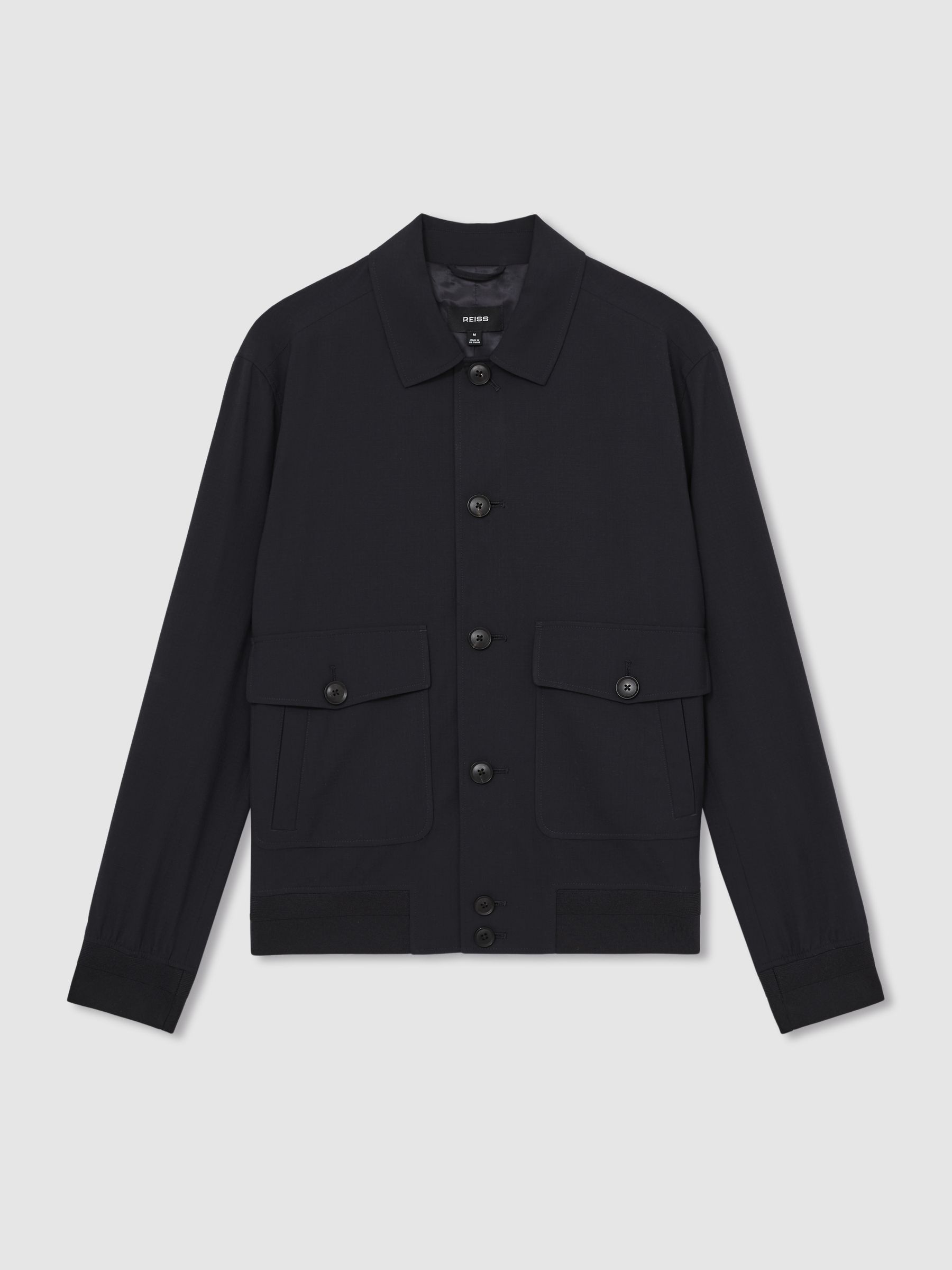 Textured Blouson Jacket in Navy