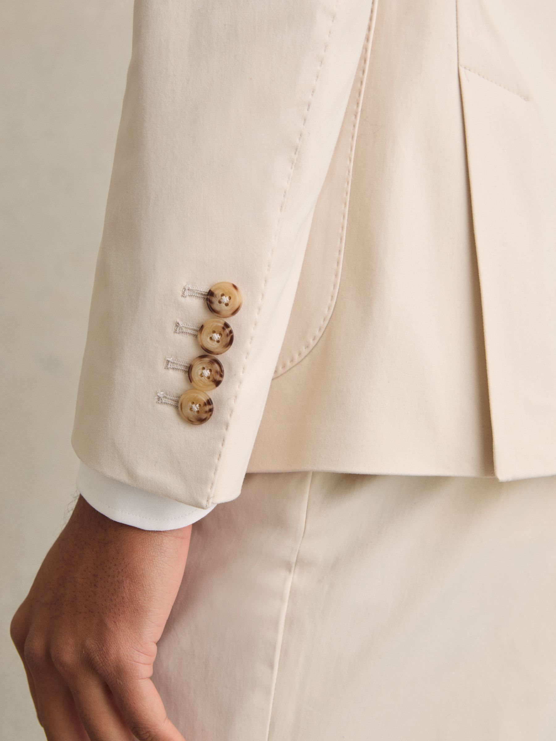 Slim-Fit Single-Breasted Suit Blazer in Stone