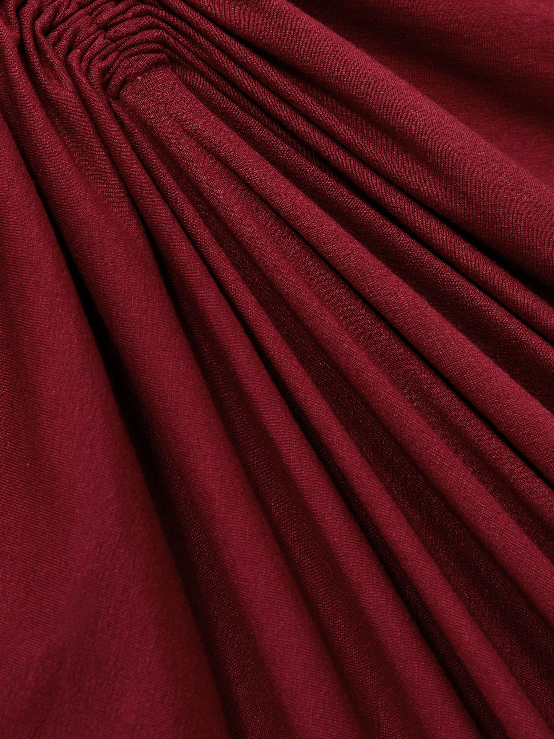 Ruched Jersey Midi Dress in Burgundy