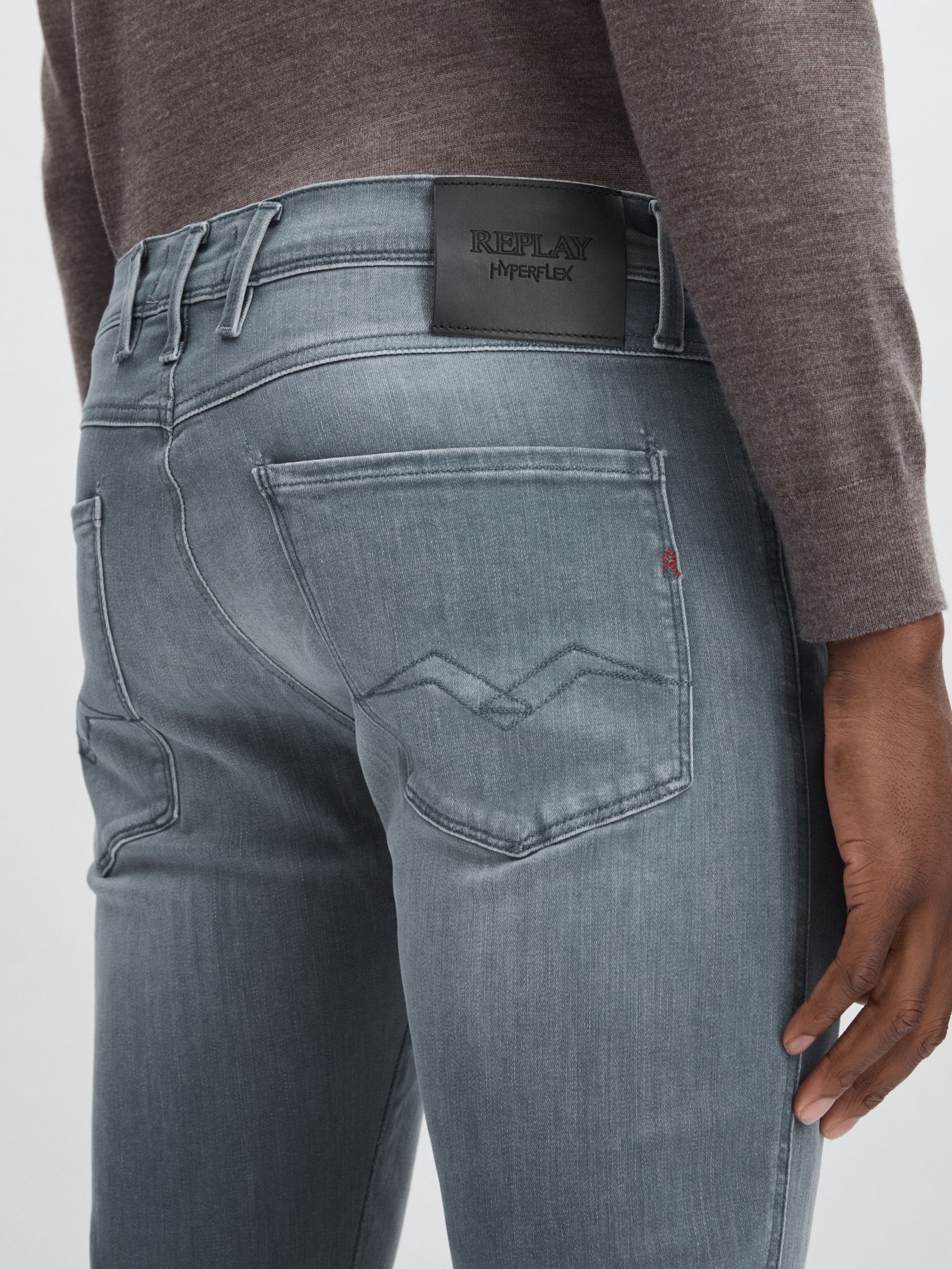 Replay Slim-Fit Hyperflex Jeans in Mid Grey