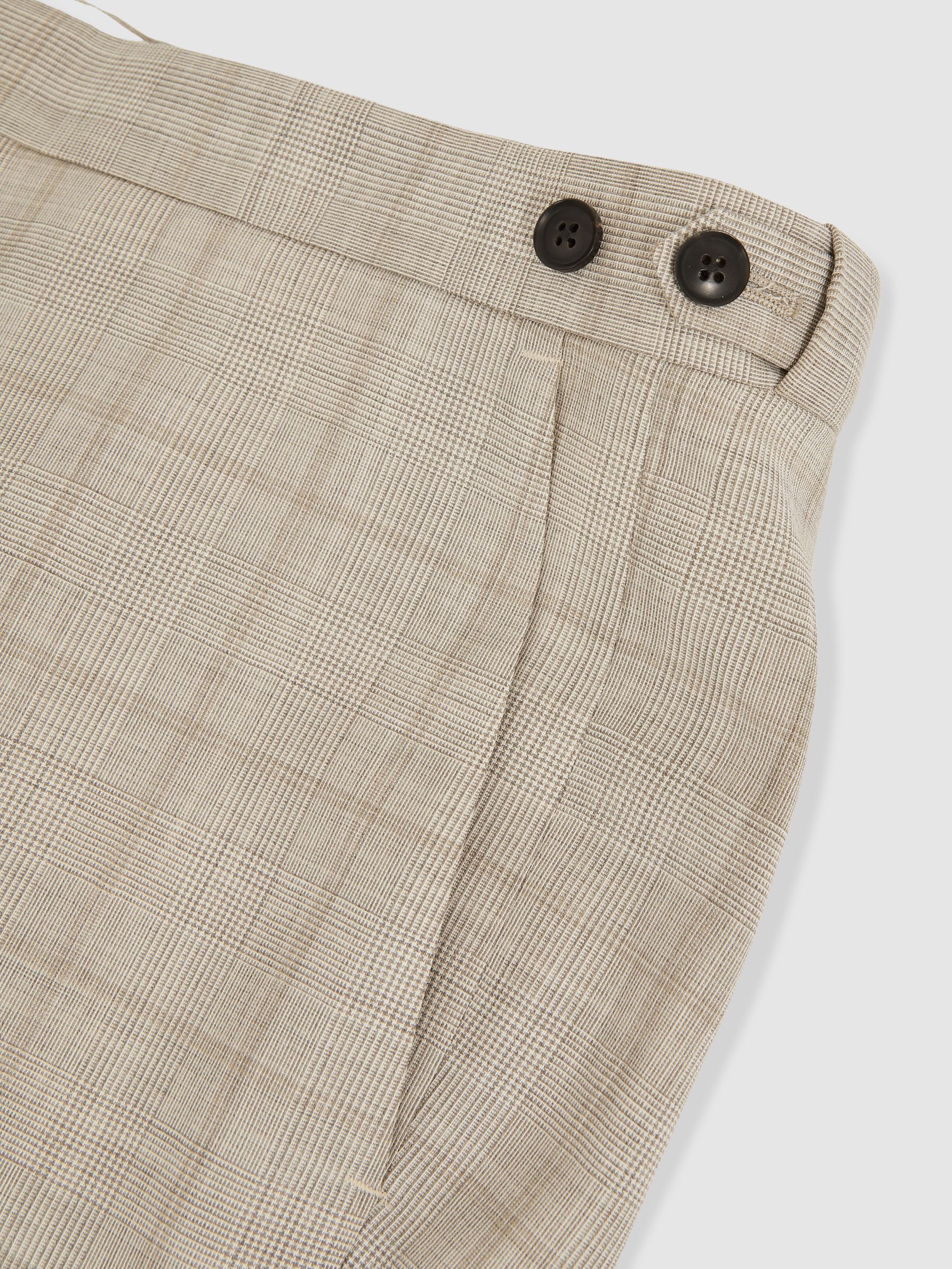 Slim-Fit Wool Check Suit Trousers in Oatmeal Brown