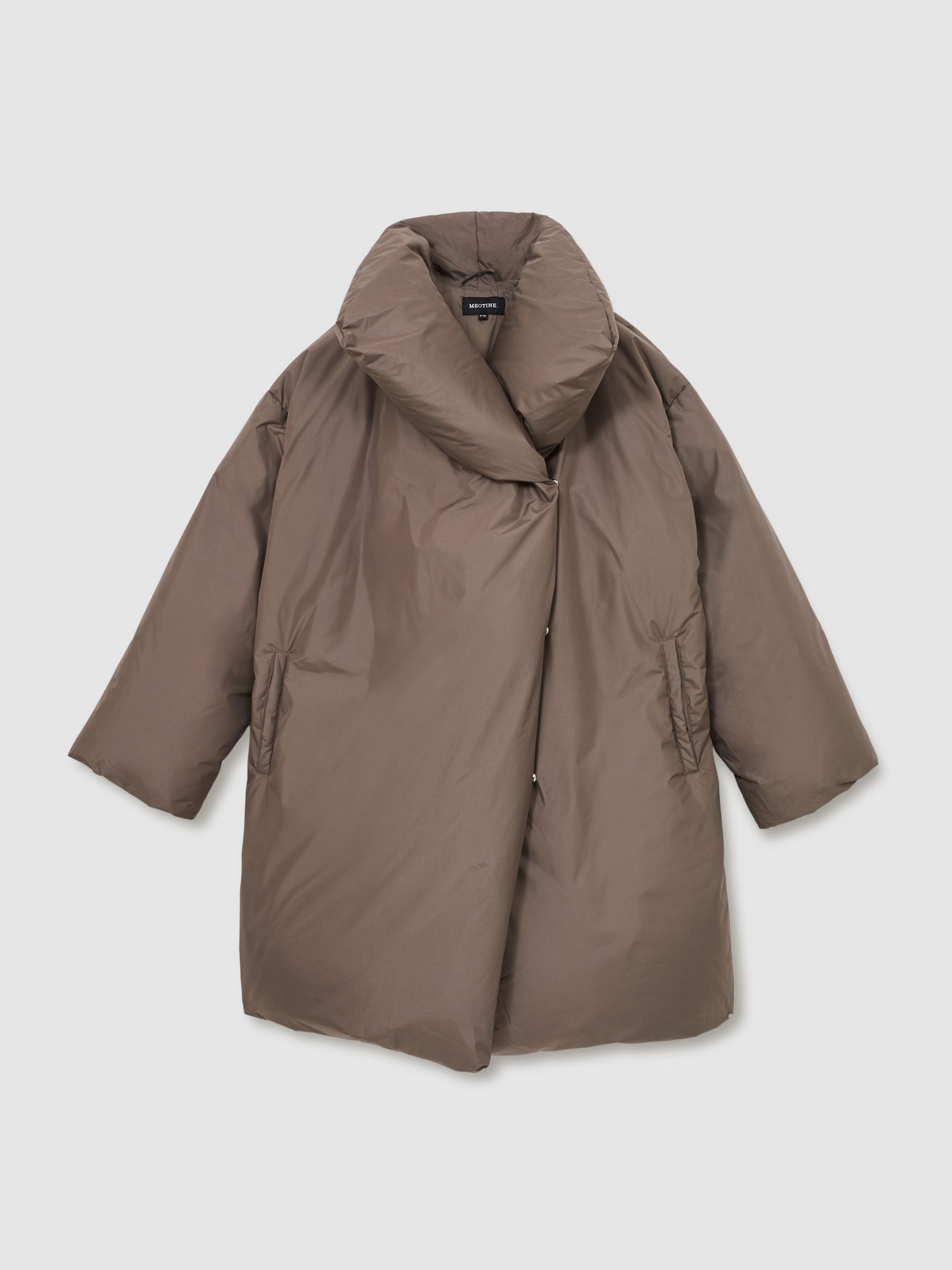 Meotine Oversized Grey/Brown Puffer Coat in Grey/Brown