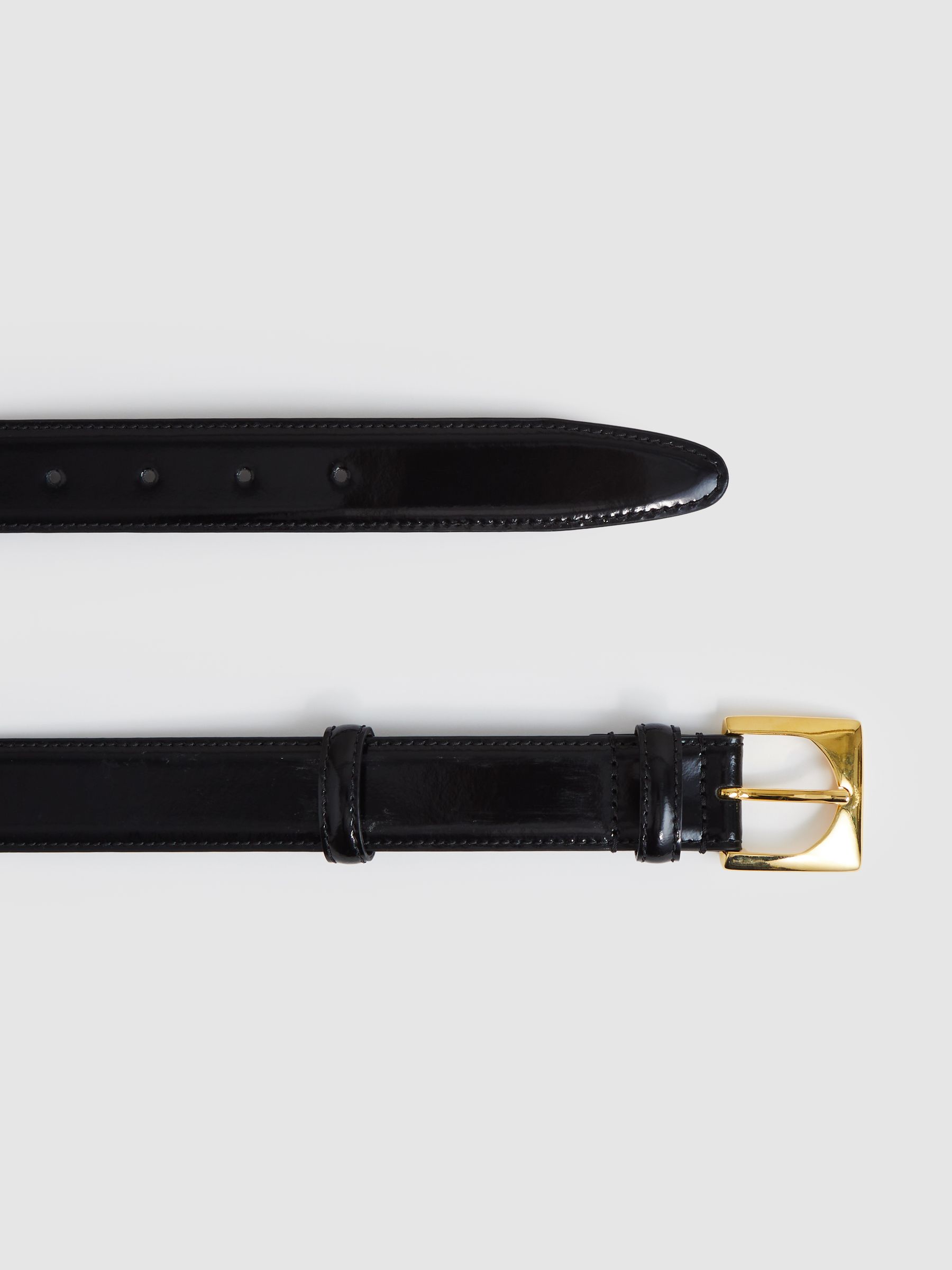 Suede Square-Buckle Belt in Black