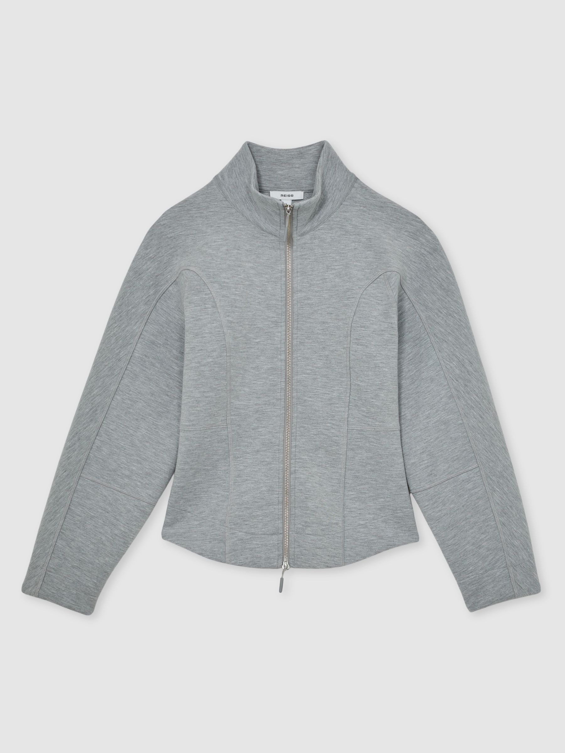 Funnel-Neck Zip-Through Sweatshirt in Grey