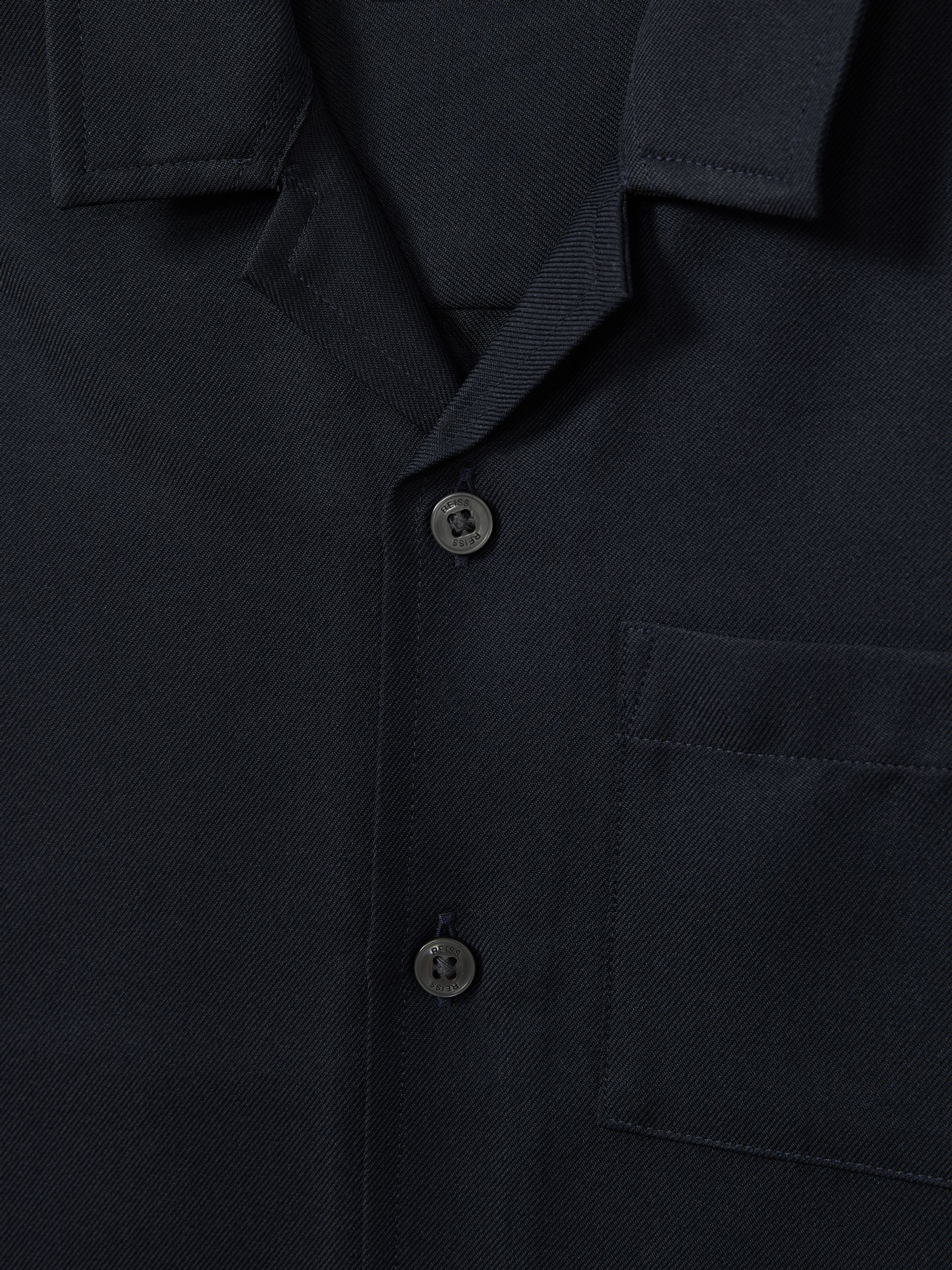 3-9 yrs Twill Cuban Collar Shirt in Navy