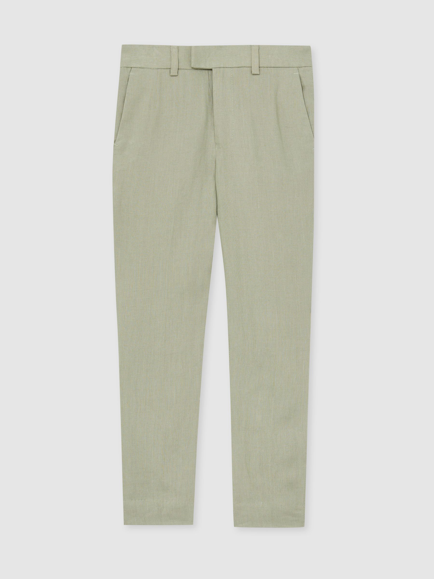 9-13 yrs Slim Fit Linen Adjustable Trousers in Apple