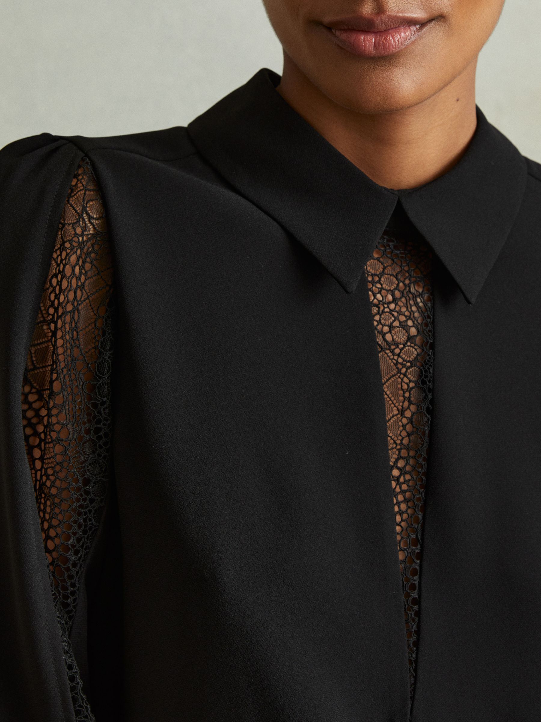 Lace Insert Blouse in Black