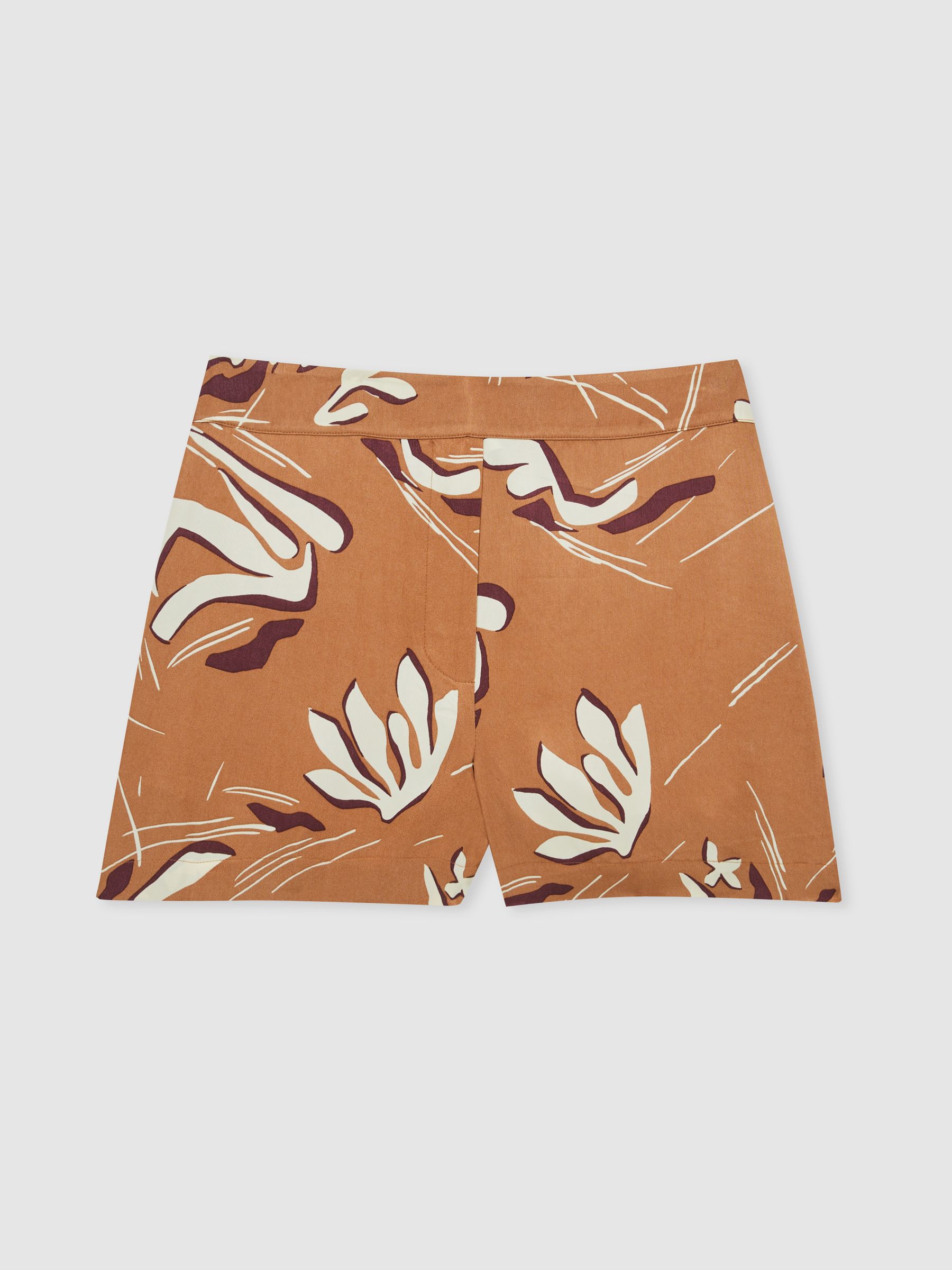 Printed Twill Shorts in Orange