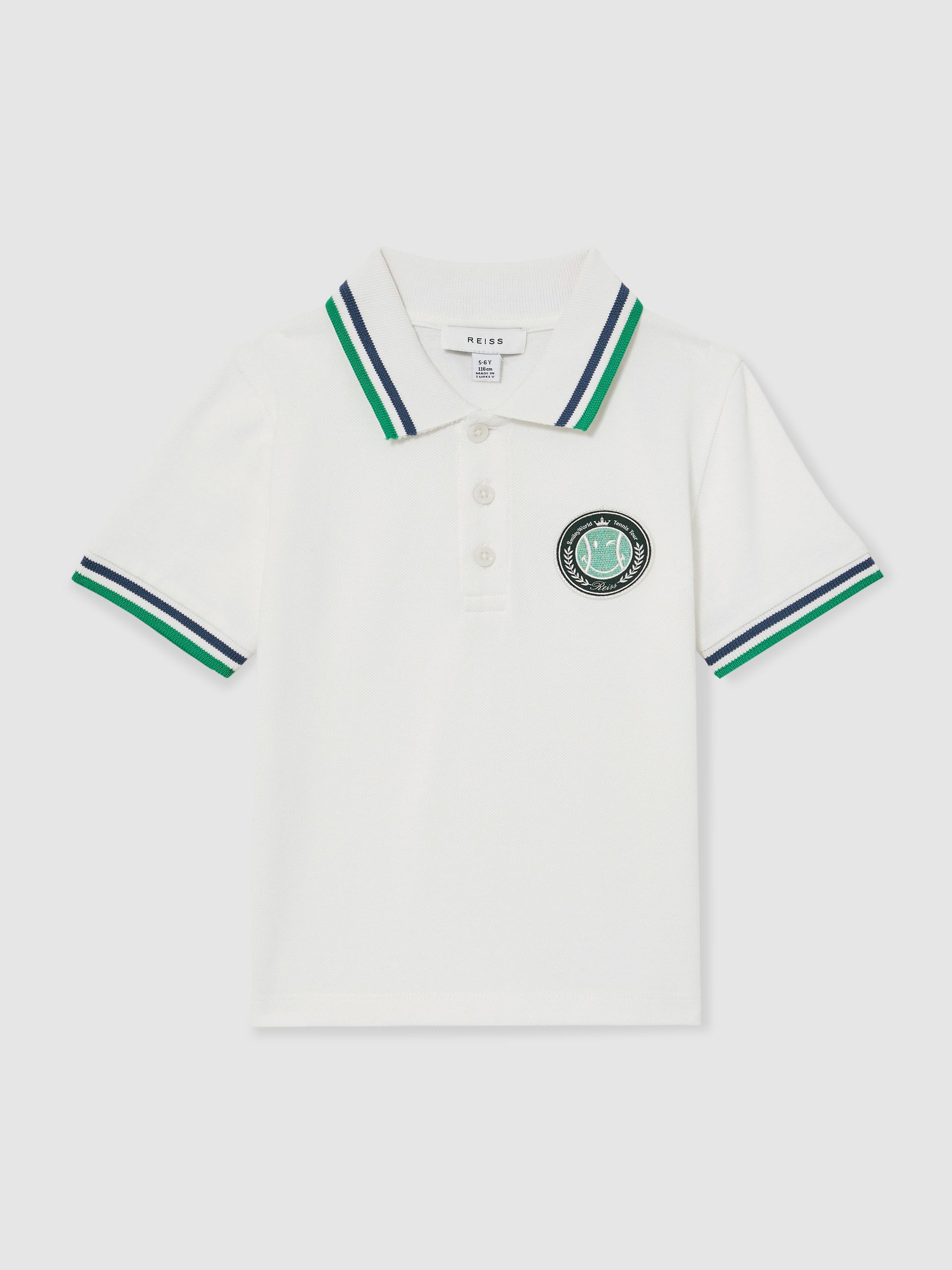 3-9 yrs SmileyWorld | Reiss Piqué Polo Shirt in White