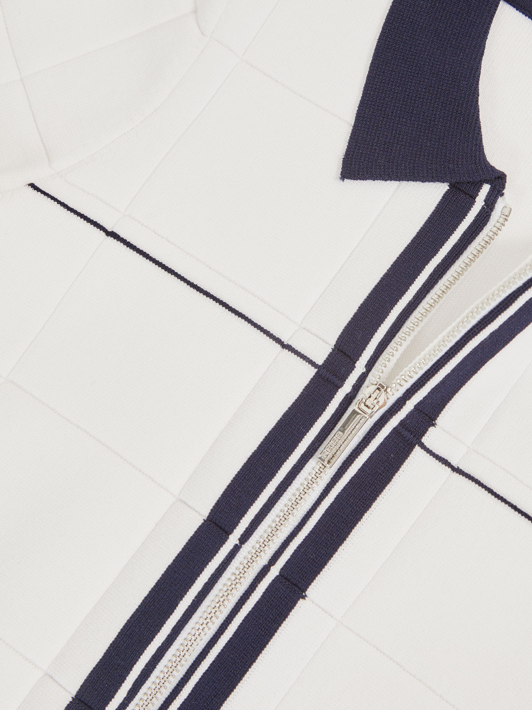 3-9 yrs Tipped Knit Zip-Through Shirt in White/Navy