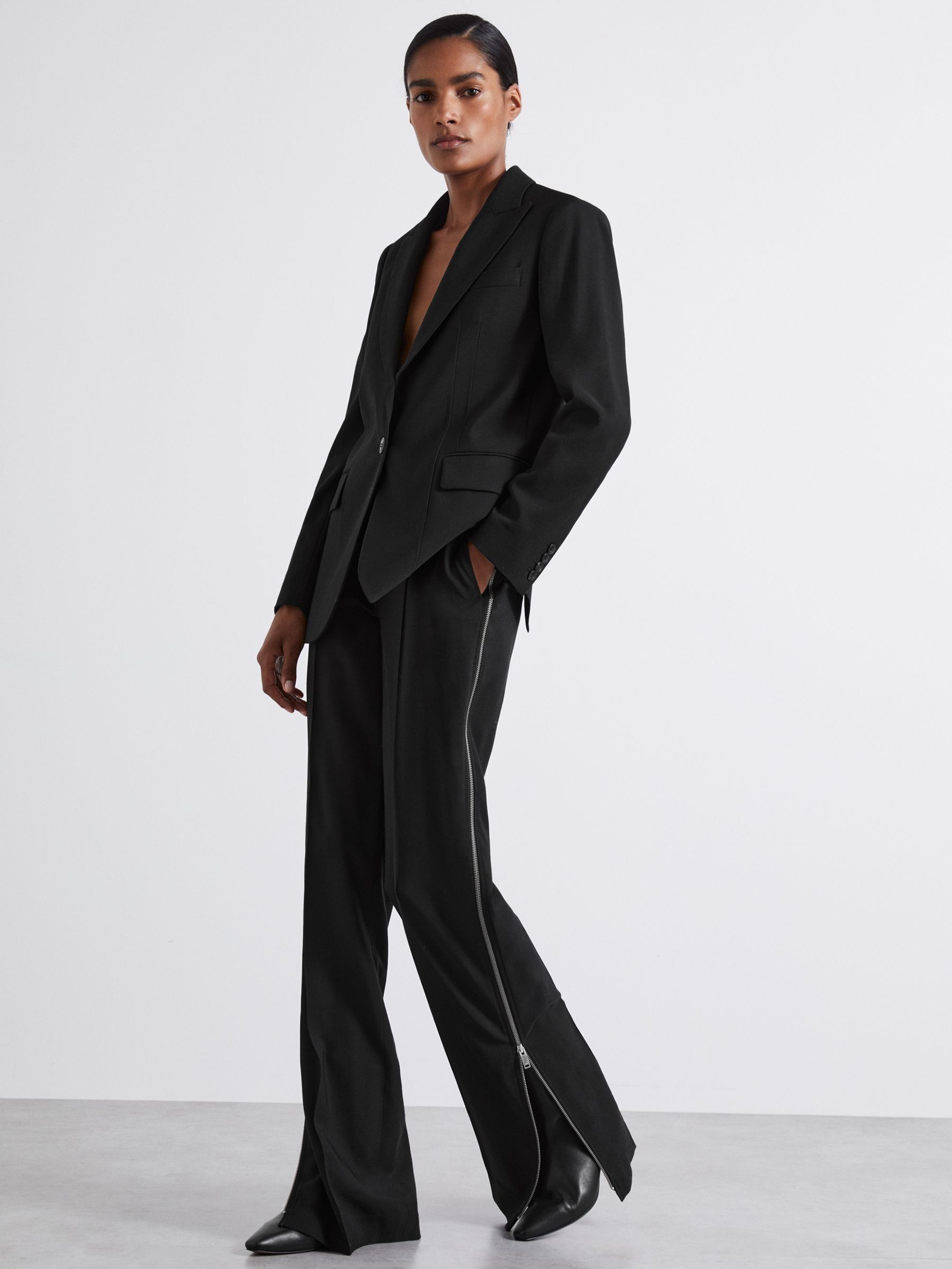 Atelier Virgin-Wool Zipped-Outseam Trousers in Black