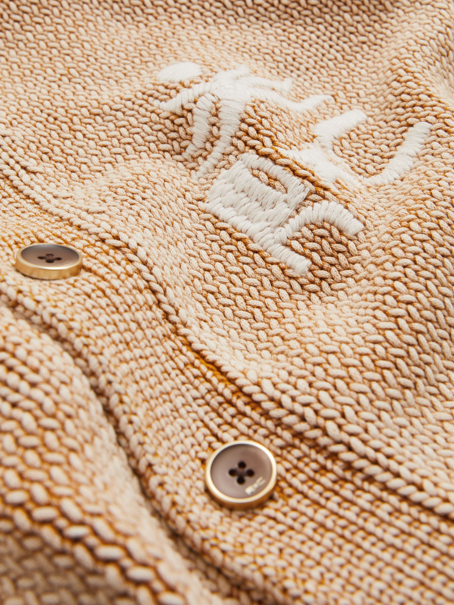 Reiss | Ché Motif-Embroidered Cardigan in Camel