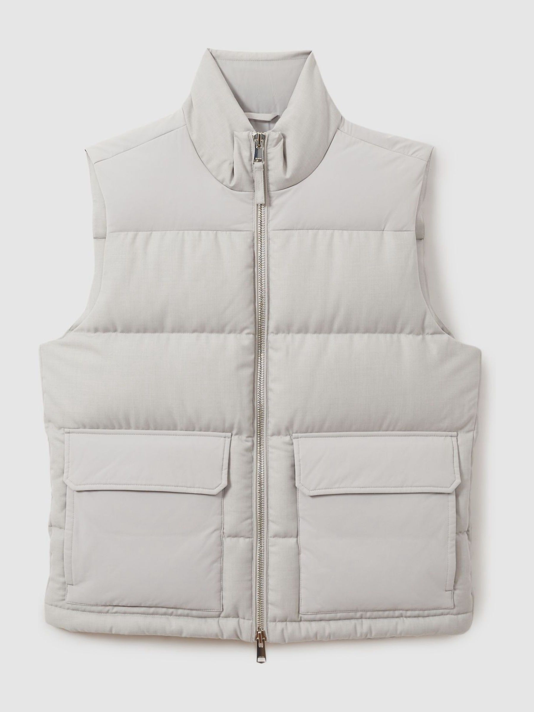 Patch Pocket Quilted Gilet in Grey