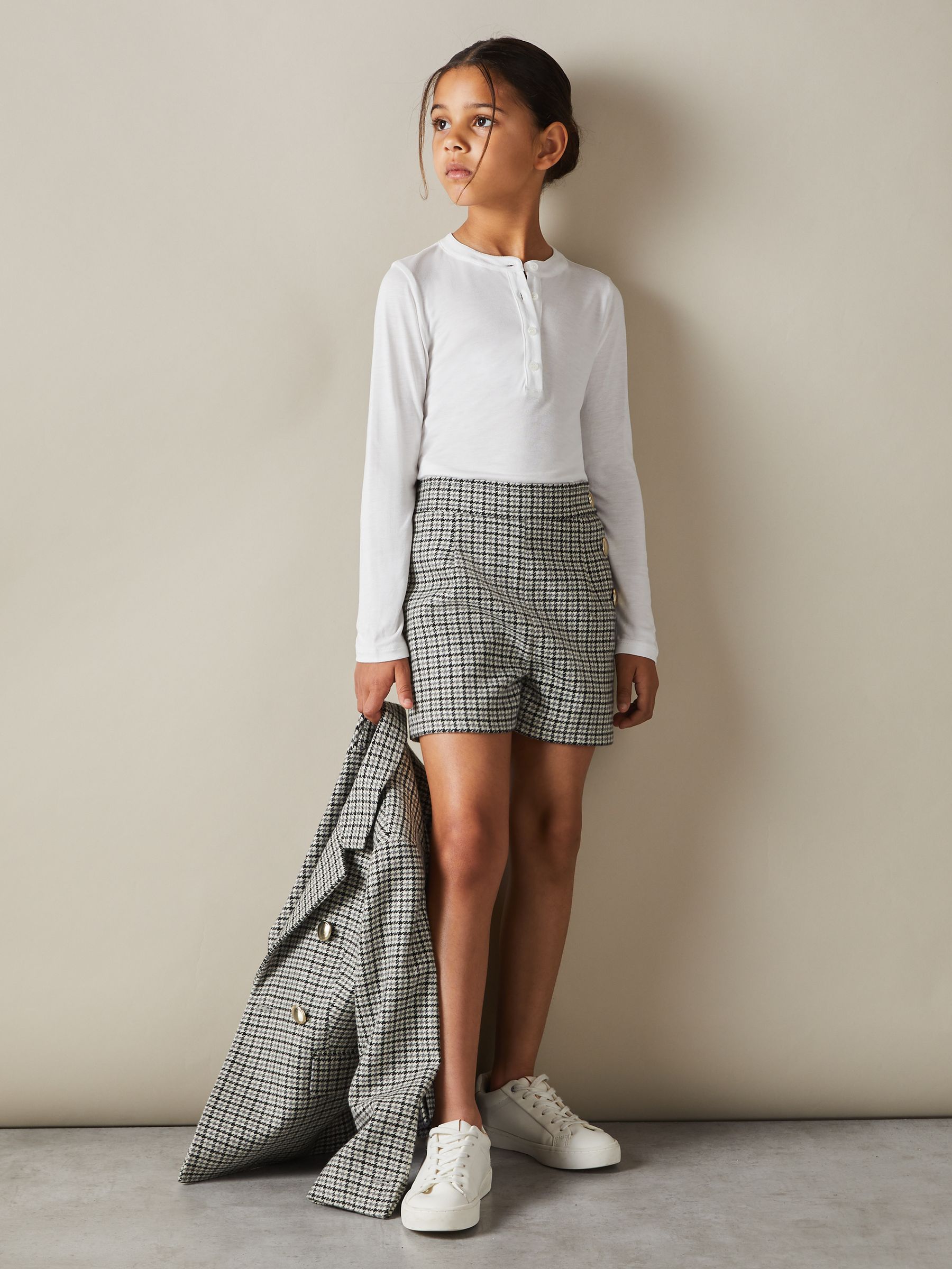 9-13 yrs Checked Suit Shorts in Black