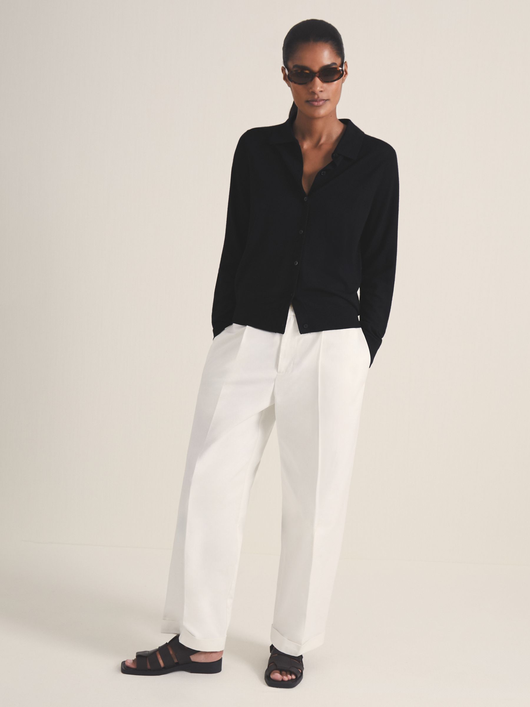 Reiss | Les 100 Ciels Wool Cardigan in Navy