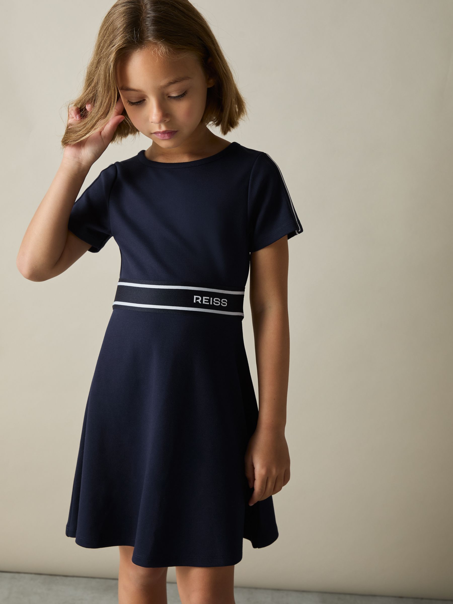 4-9 yrs Interlock-Jersey Logo-Waistband Dress in Navy