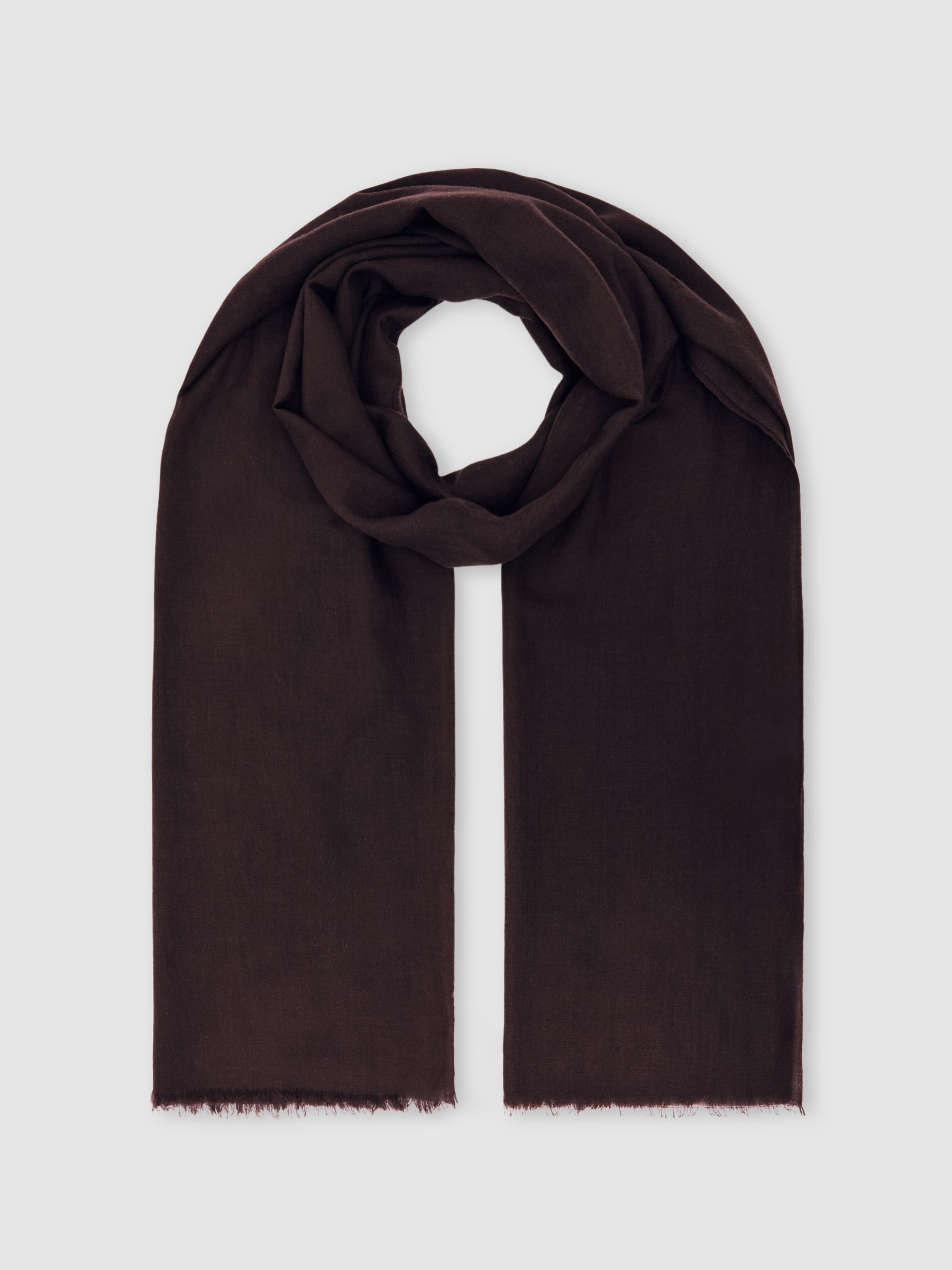 Wool-Cashmere Lightweight Scarf in Burgundy