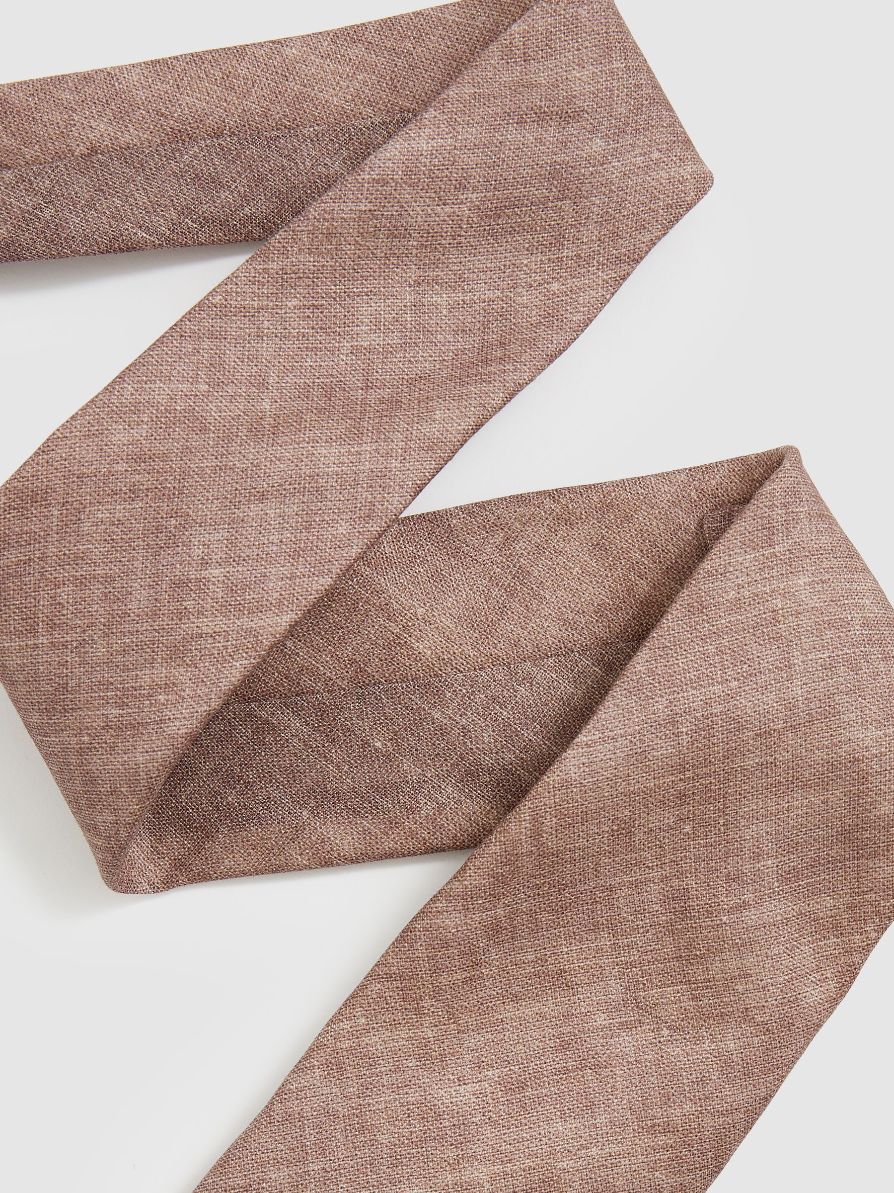 Linen Textured Tie in Soft Brown