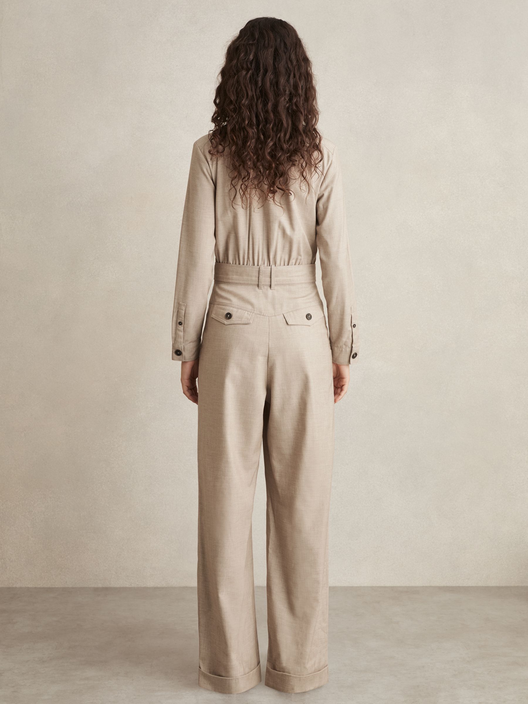 Tailored Wide Leg Jumpsuit in Neutral